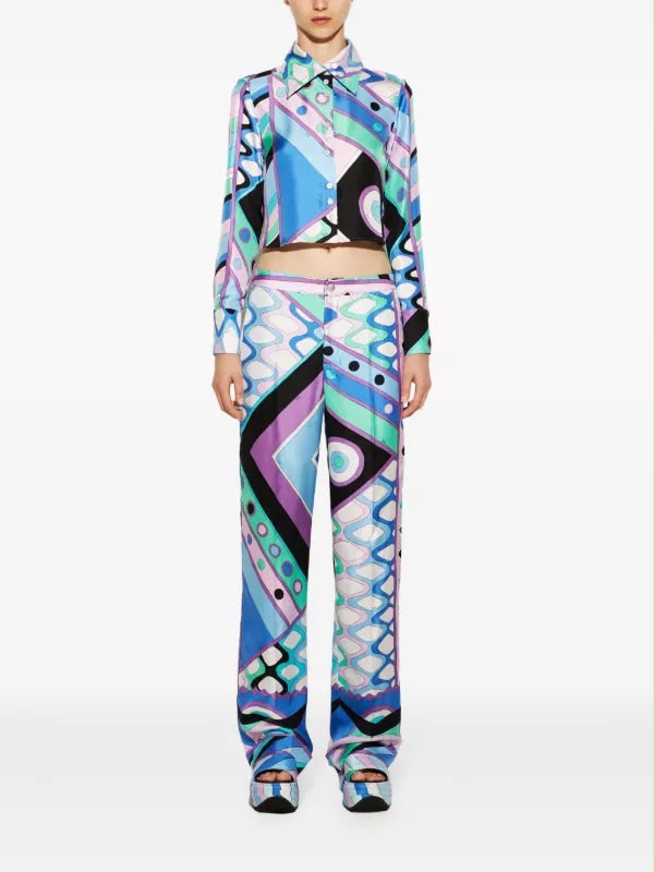 Pucci Blue Vivara-print Shirt in Silk-twill