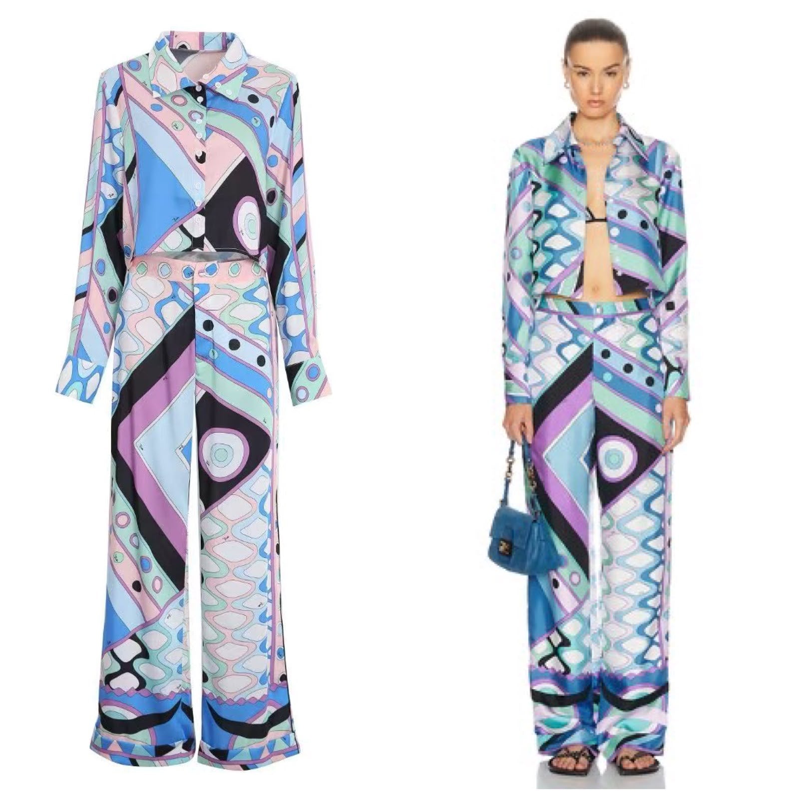 Pucci Blue Vivara-print Shirt in Silk-twill
