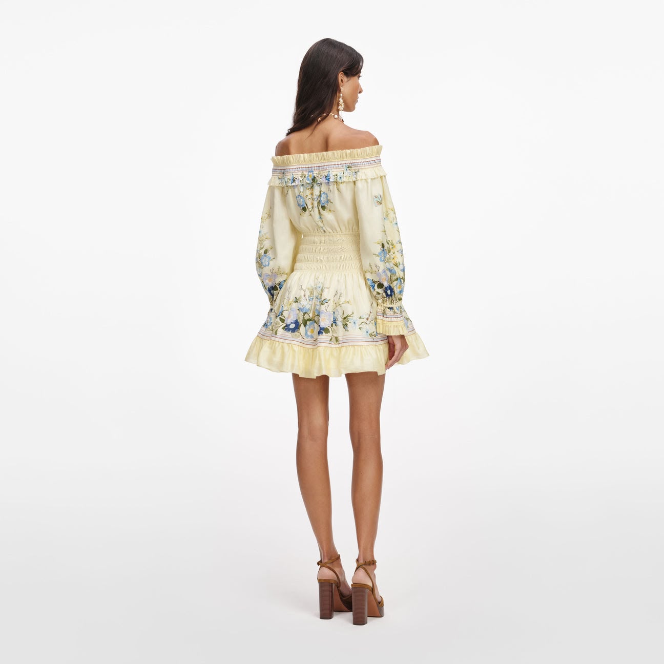 Self-Portrait off-shoulder Floral Mini Dress