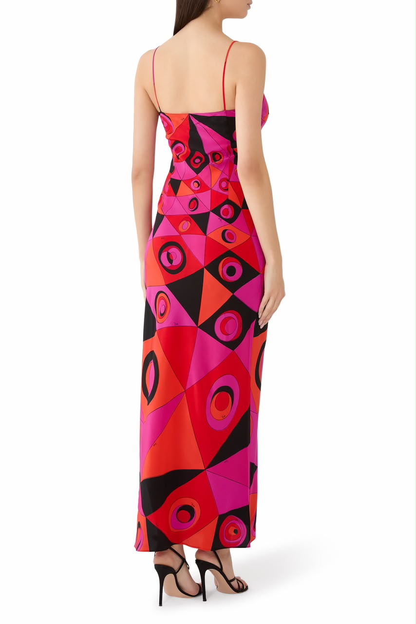 Pucci Pink Printed V-neck Dress