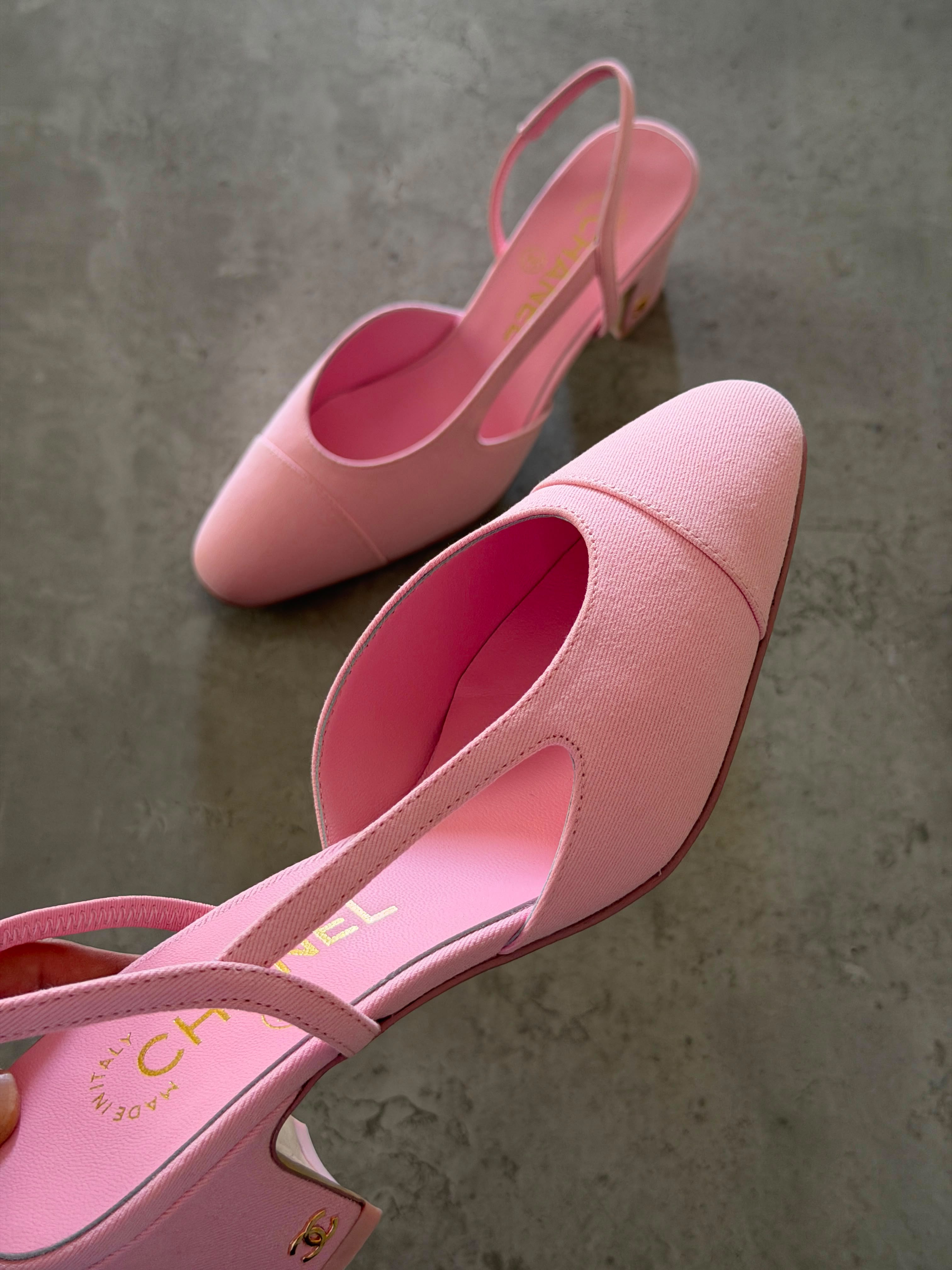 Chanel Heeled Denim Slingback Pump
