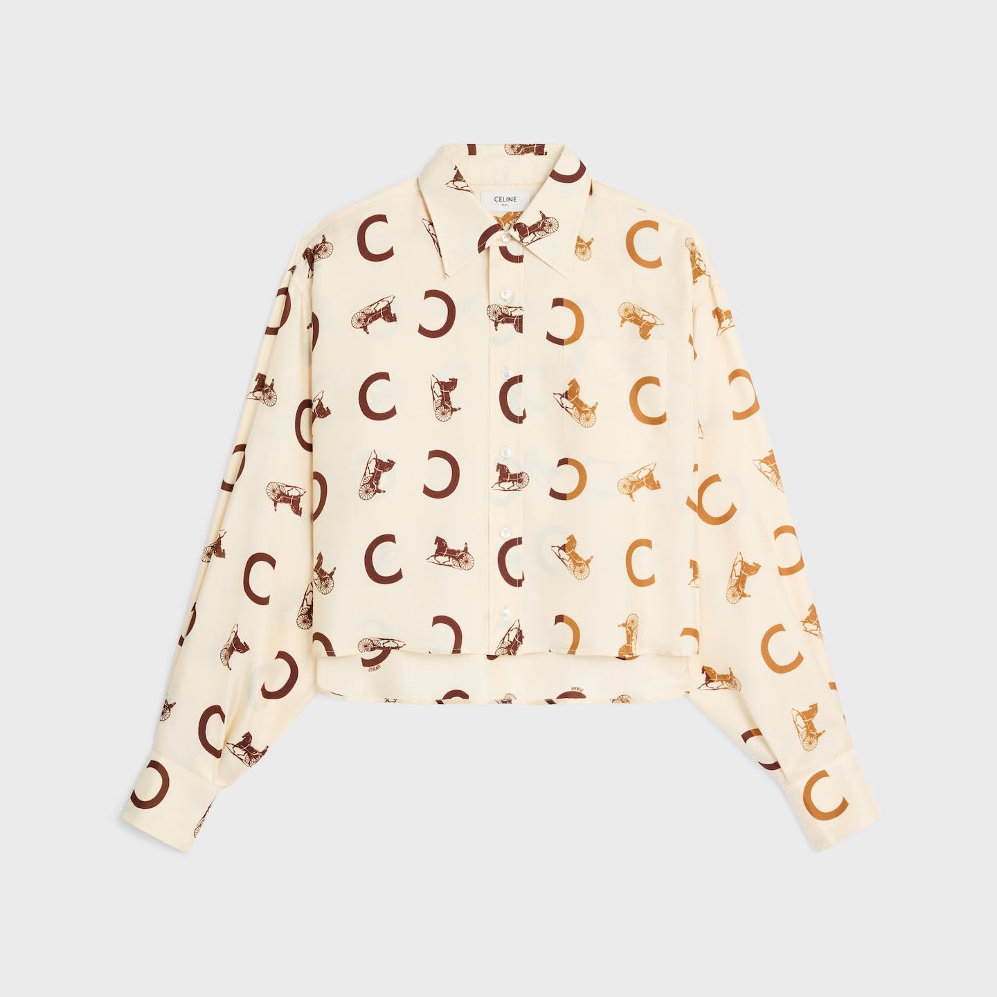 Celine Loose Shirt in Silk Twill with C & Sulky Print
