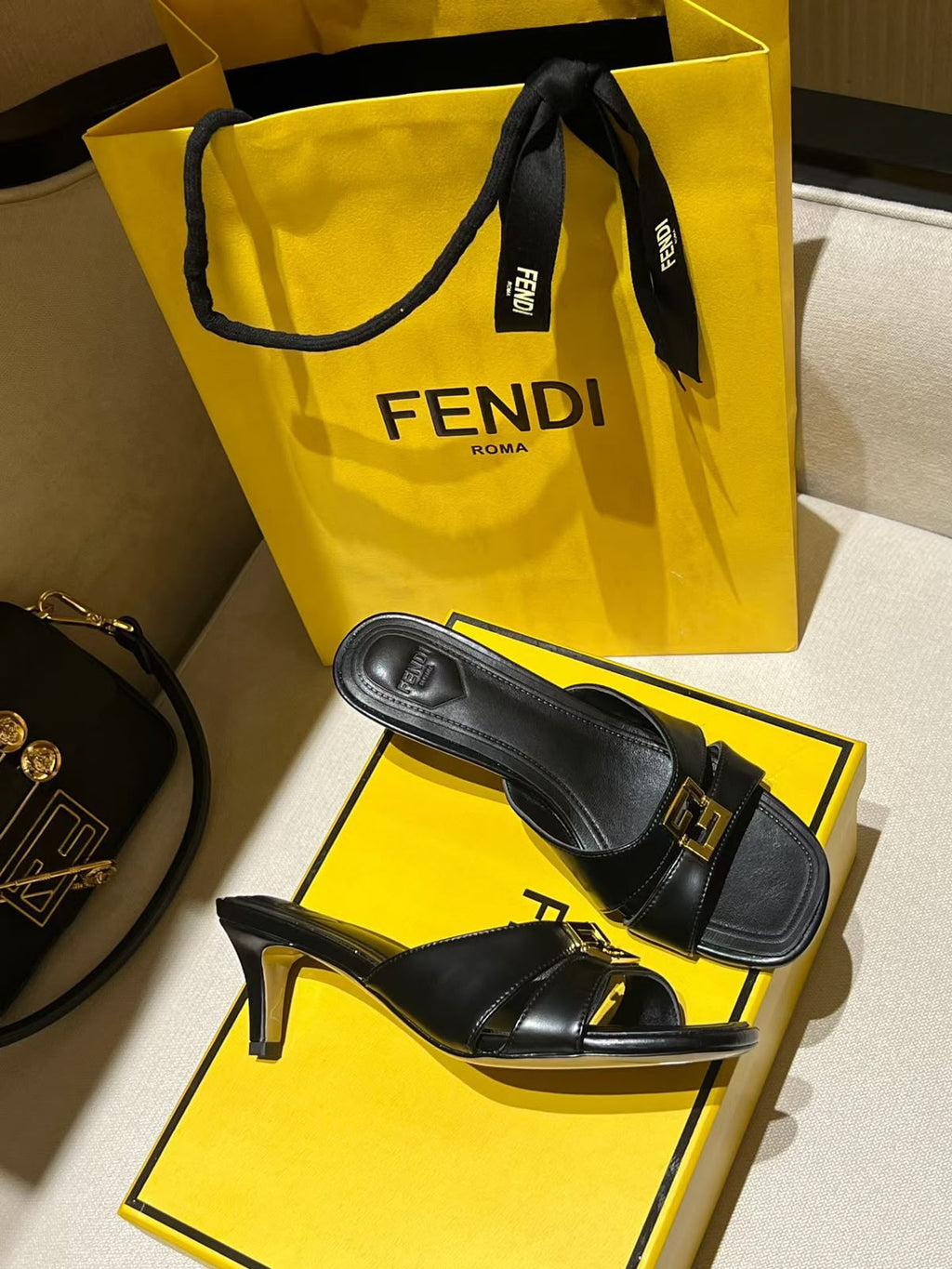 Fendi FFold 55mm Leather Mules