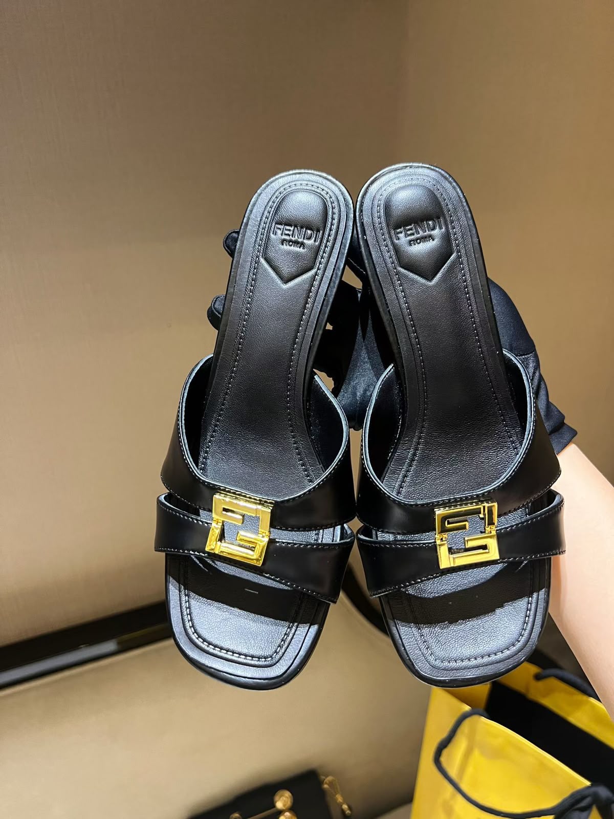 Fendi FFold 55mm Leather Mules