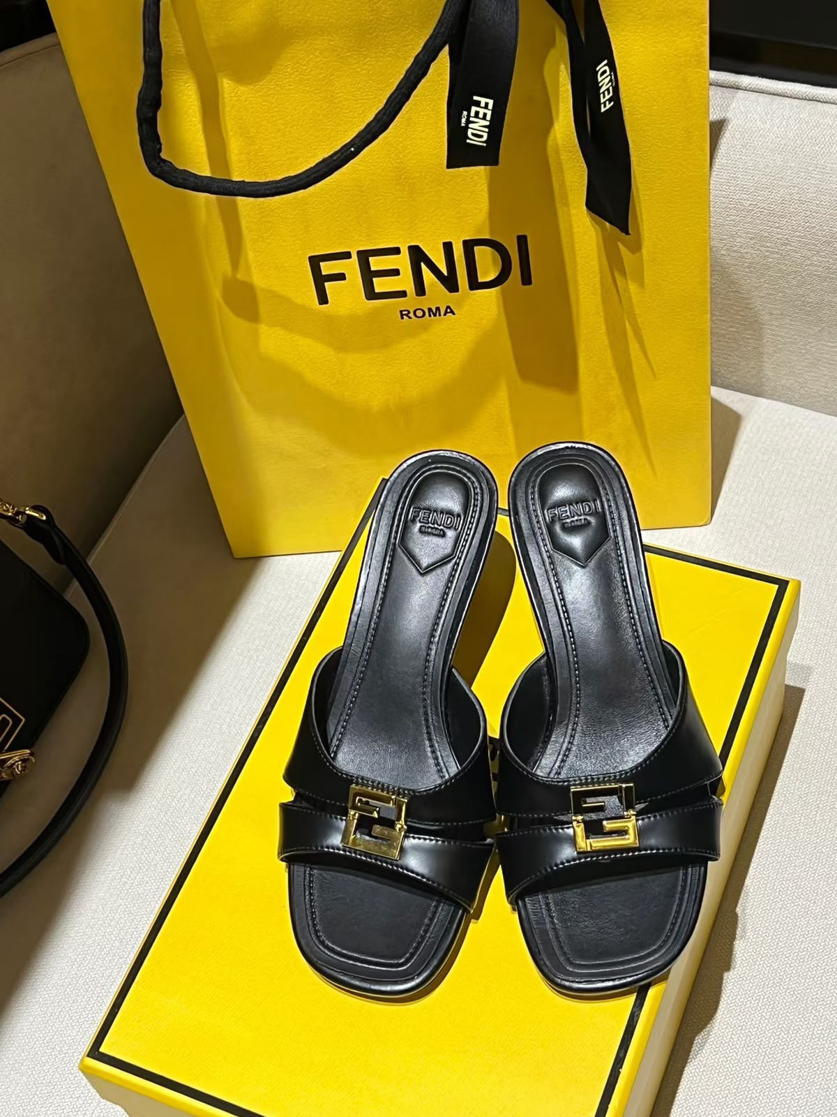 Fendi FFold 55mm Leather Mules