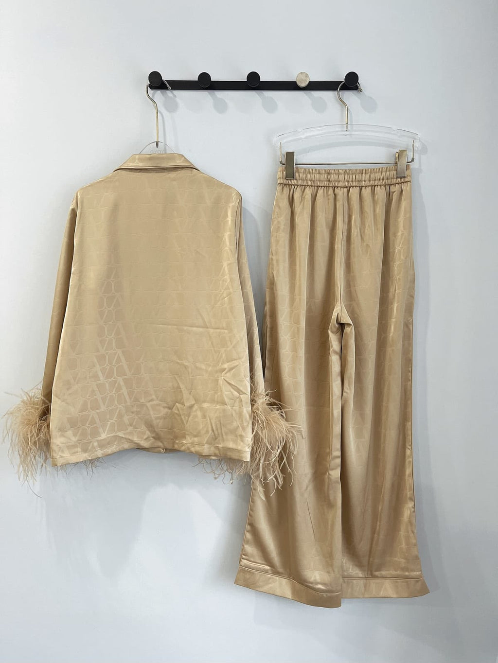 Valentino Monogram V-Logo Satin Loungewear Set