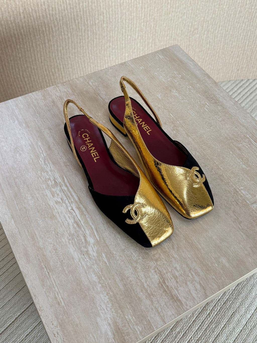 Chanel Two Tone Flat Slingbacks