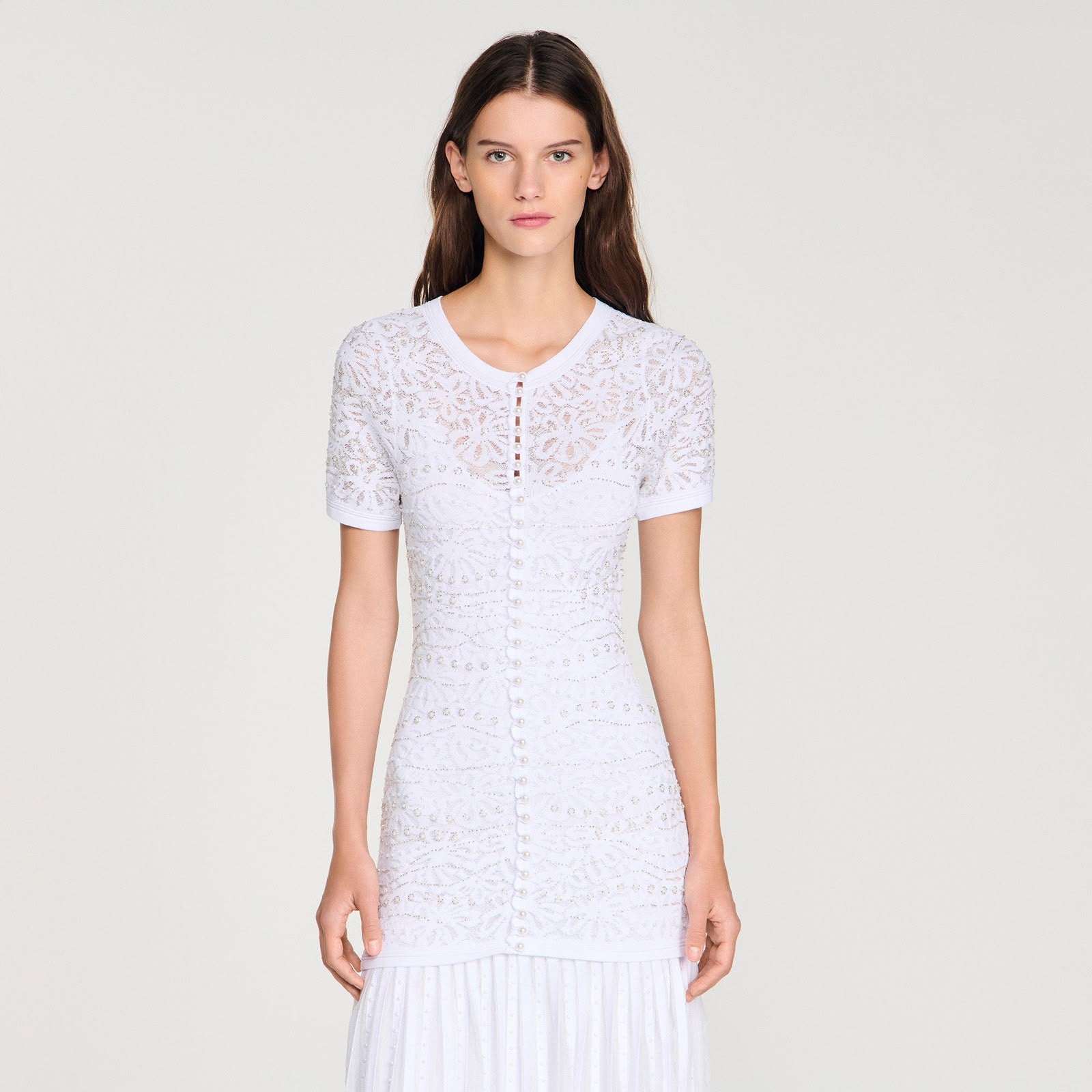 Sandro Embellished Maxi Dress in Knit