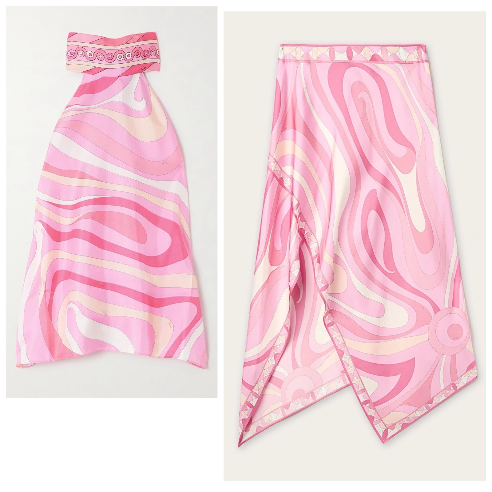 Pucci Pink Marmo Asymmetric Silk Set