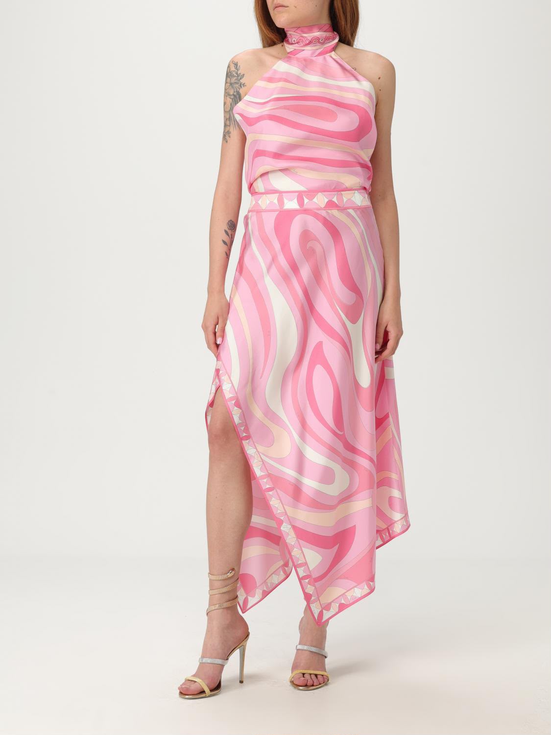 Pucci Pink Marmo Asymmetric Silk Set