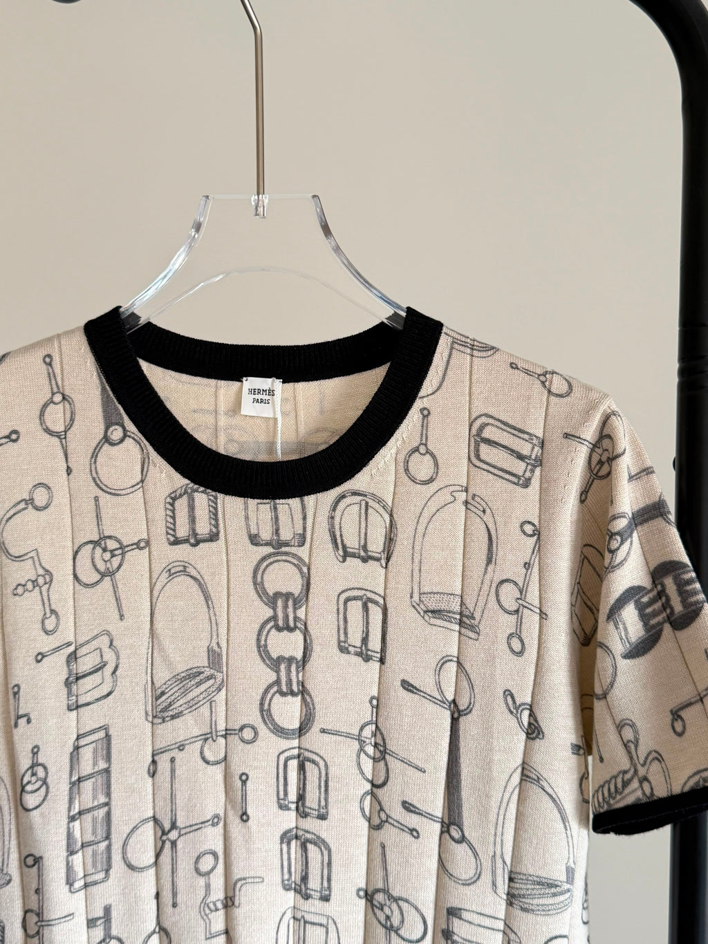 Hermes Cahier du Colporteur Short-Sleeve Sweater