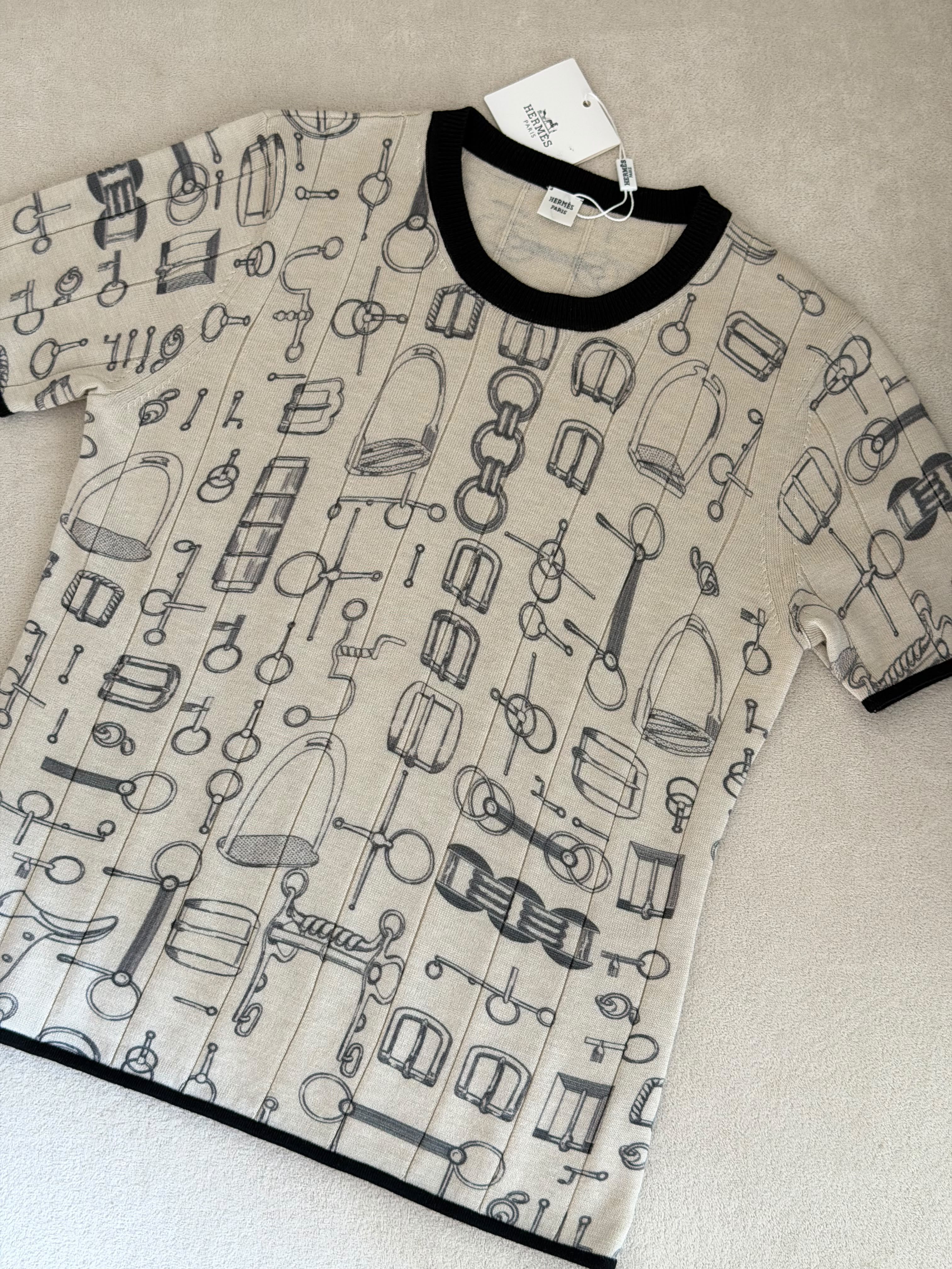Hermes Cahier du Colporteur Short-Sleeve Sweater