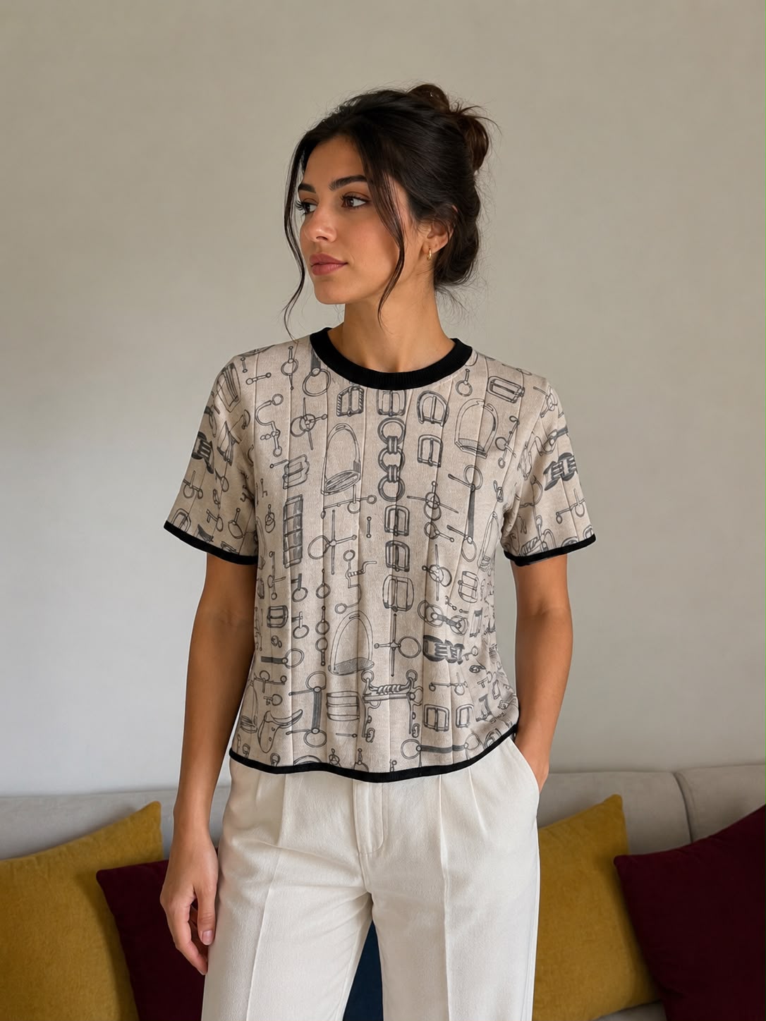 Hermes Cahier du Colporteur Short-Sleeve Sweater