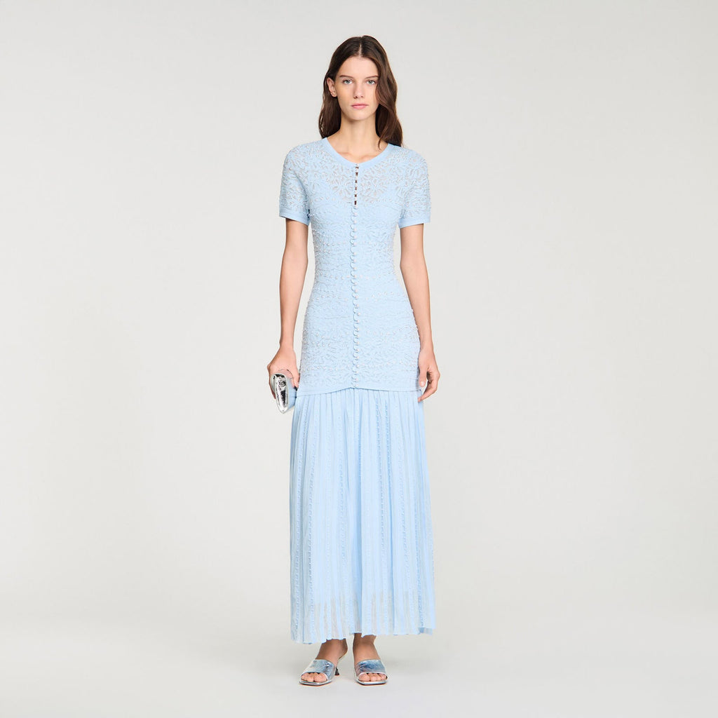 Sandro Embellished Maxi Dress in Knit