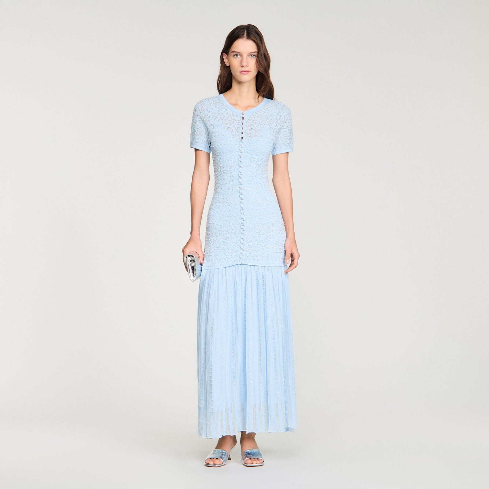 Sandro Embellished Maxi Dress in Knit