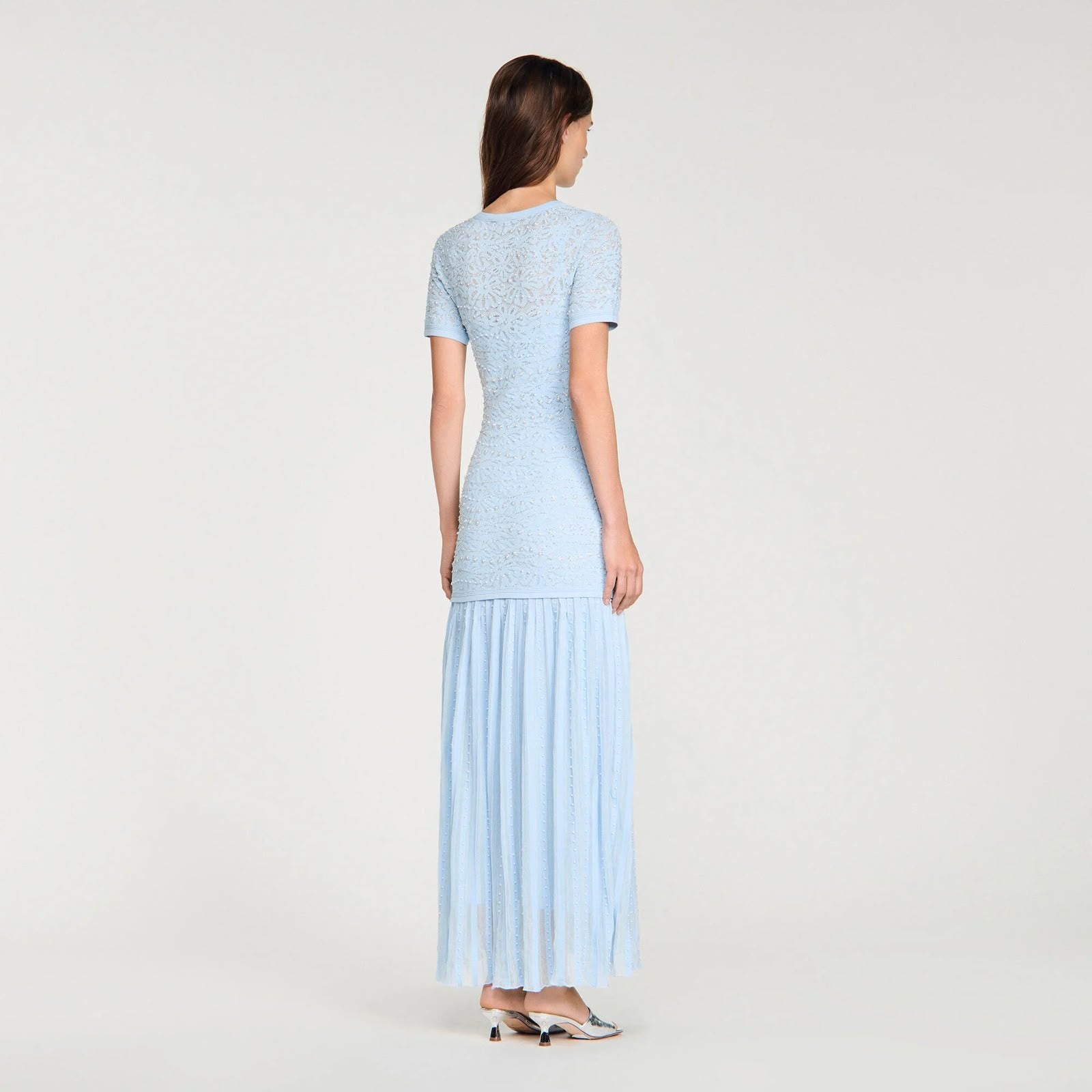 Sandro Embellished Maxi Dress in Knit
