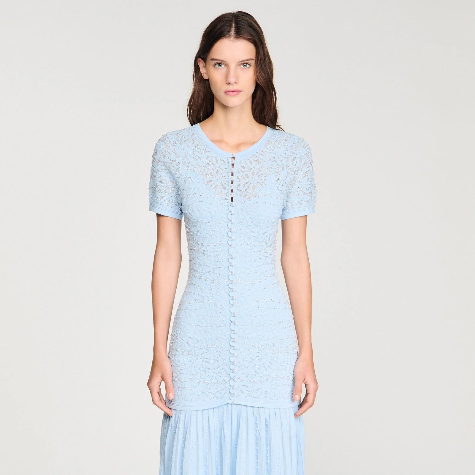 Sandro Embellished Maxi Dress in Knit
