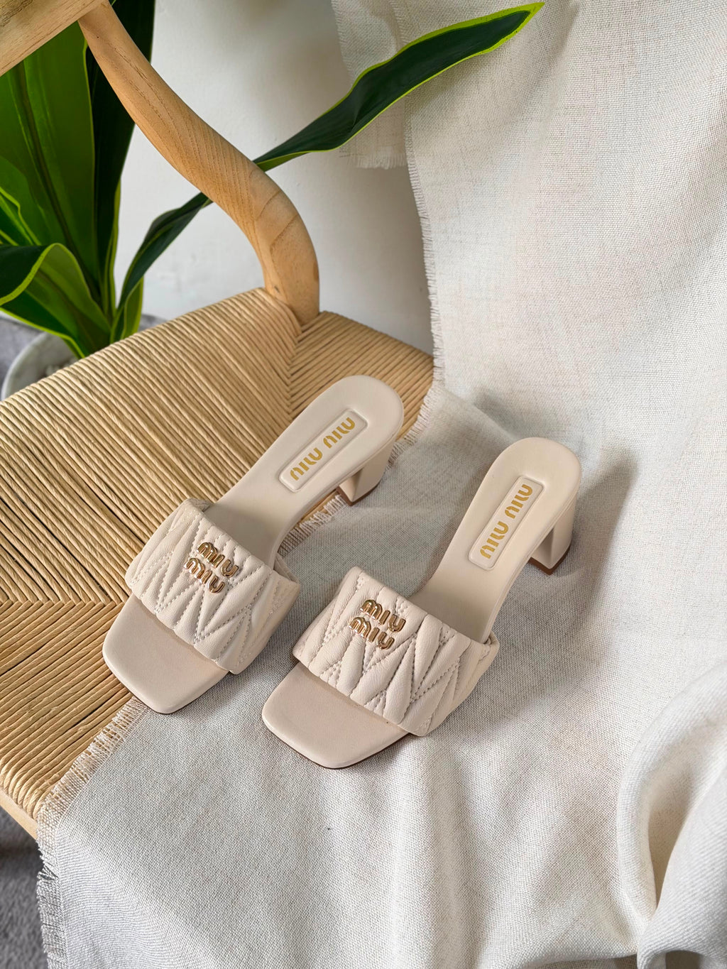 Miu Miu Matelassé Nappa Leather Mule Sandals