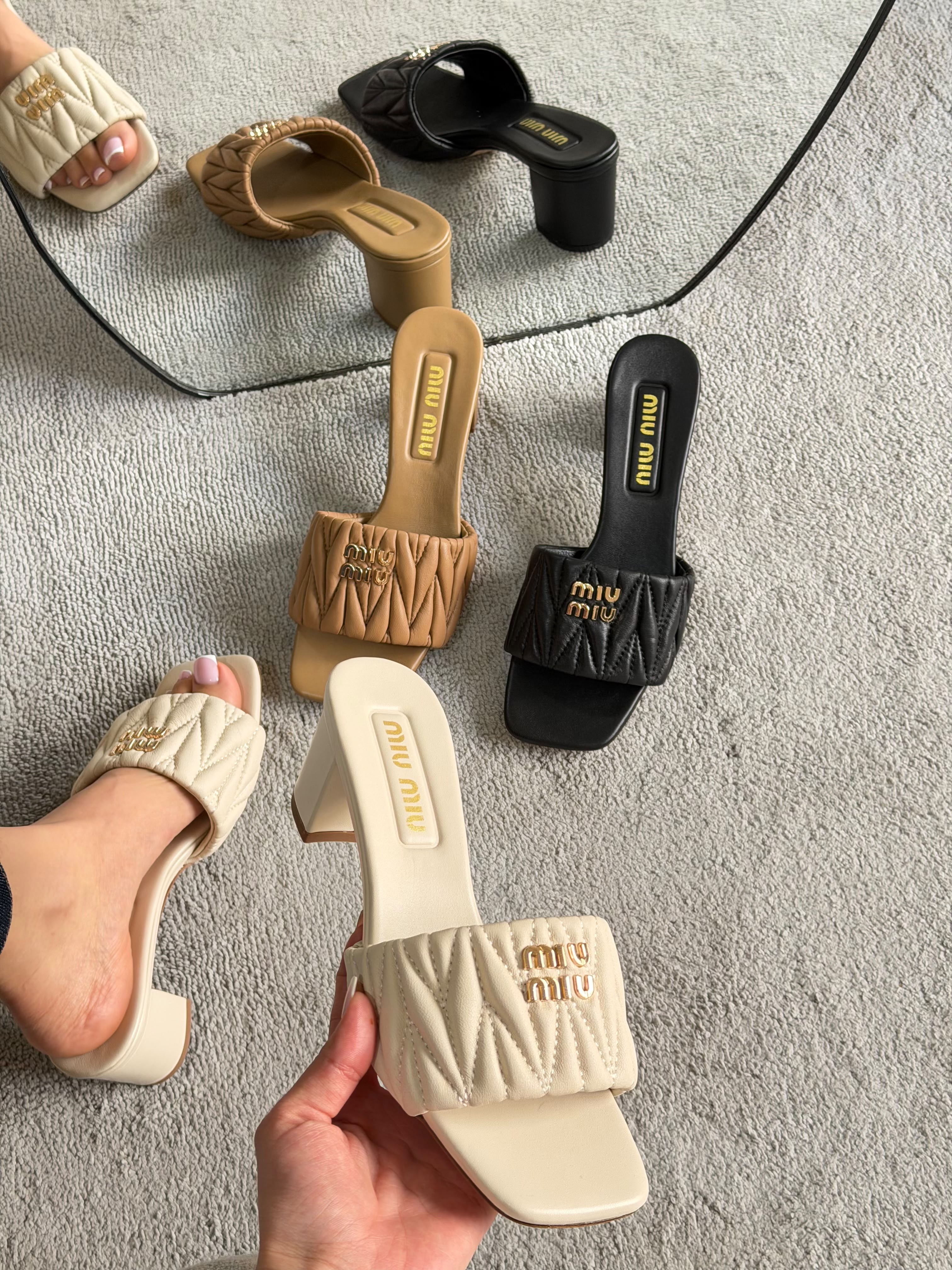 Miu Miu Matelassé Nappa Leather Mule Sandals