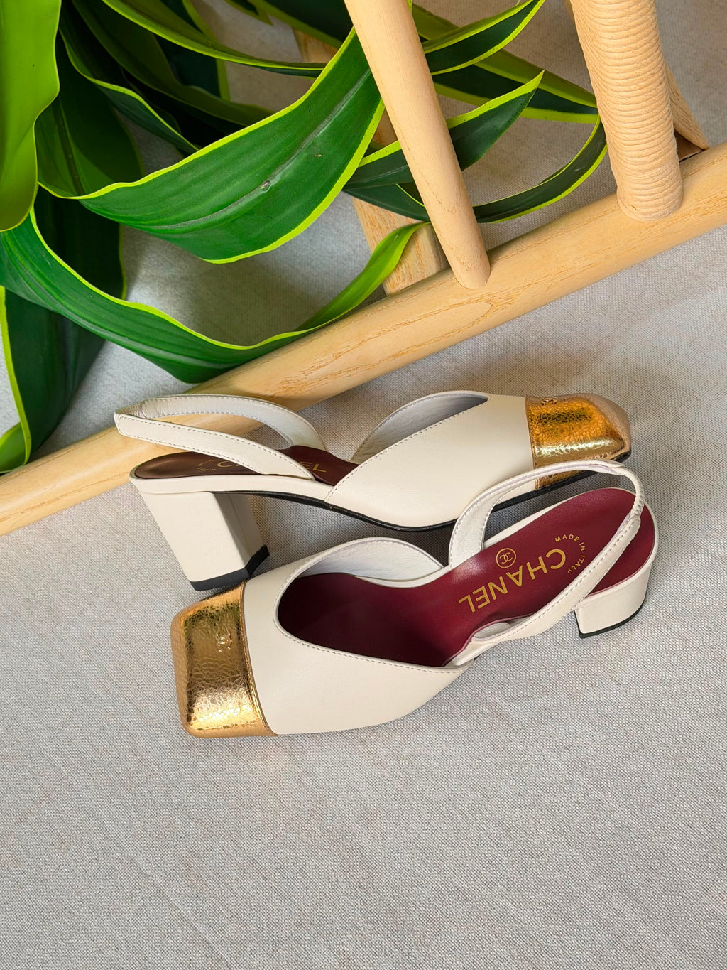 Chanel Lambskin & Patent Calfskin Slingbacks