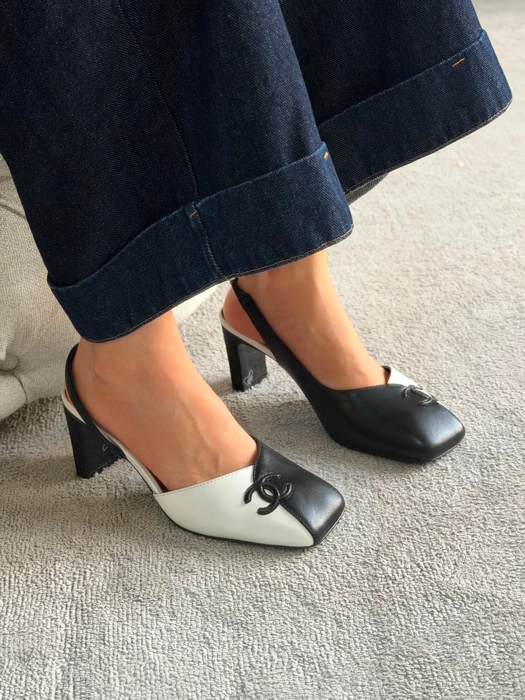 Chanel Lambskin & Patent Calfskin Slingbacks