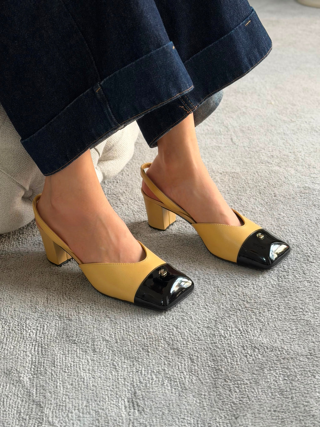 Chanel Lambskin & Patent Calfskin Slingbacks