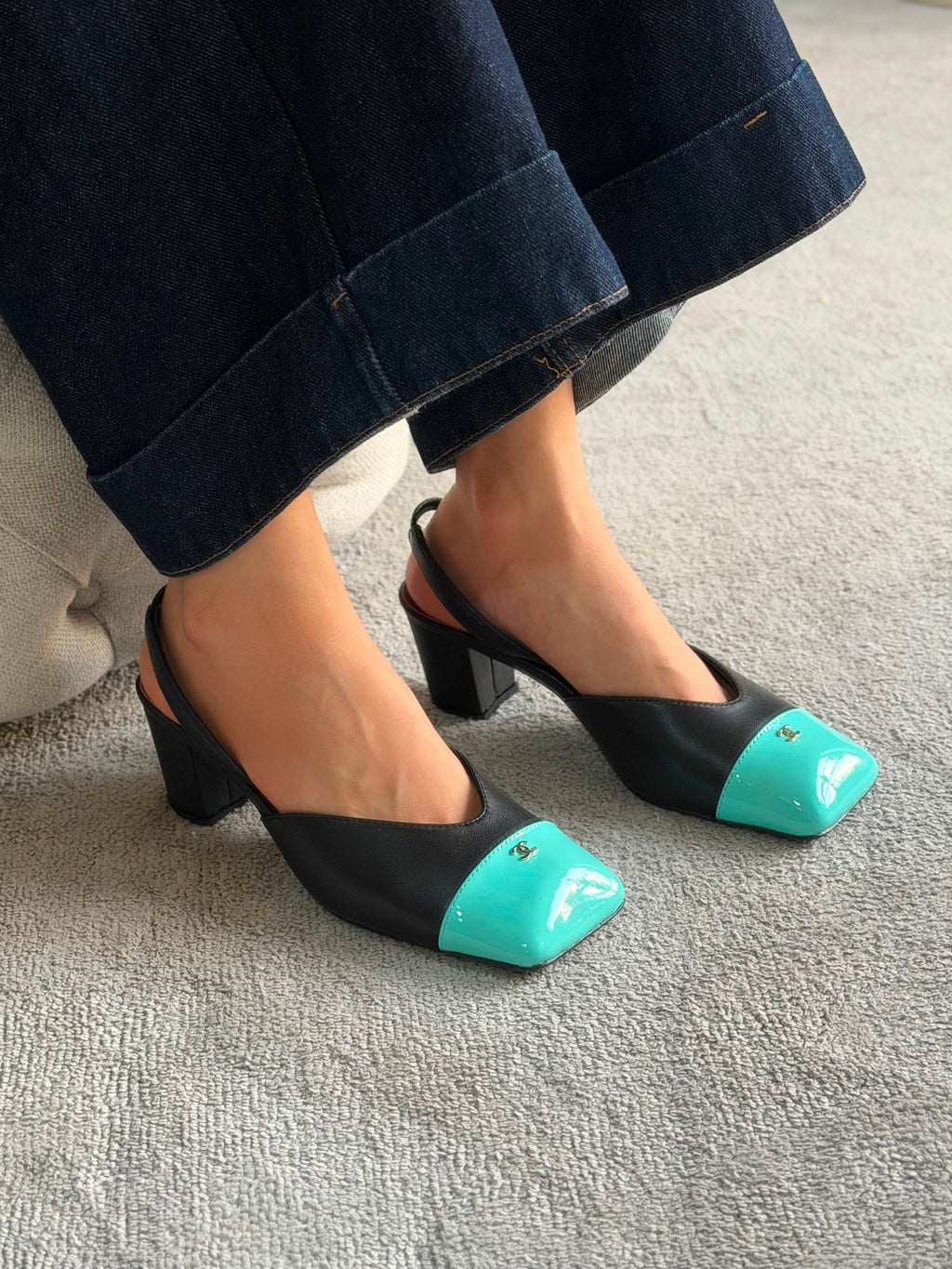 Chanel Lambskin & Patent Calfskin Slingbacks