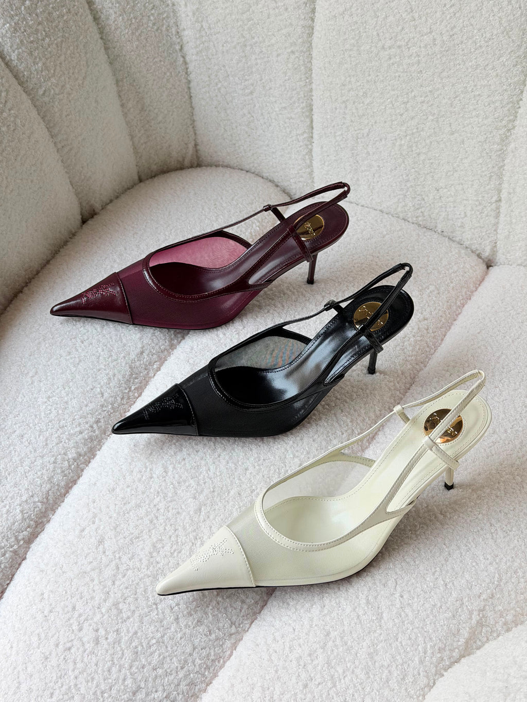 YSL Renée Cassandre-Embroidered Mesh Slingback Pumps