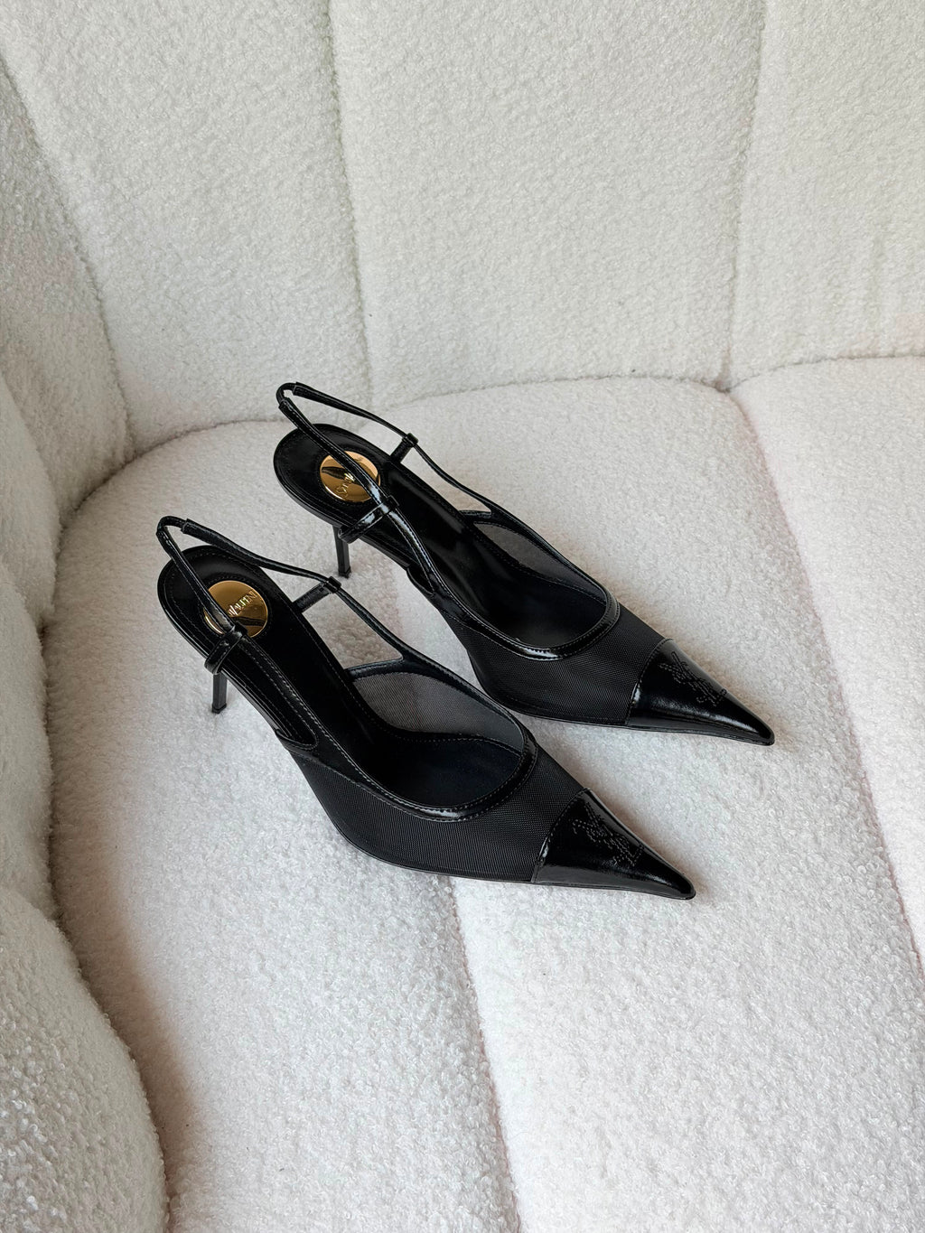 YSL Renée Cassandre-Embroidered Mesh Slingback Pumps