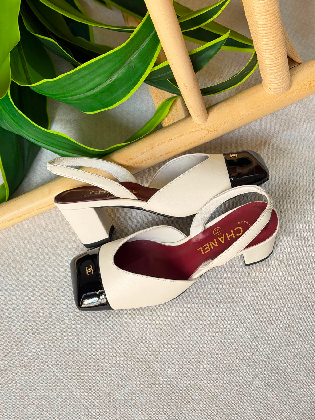 Chanel Lambskin & Patent Calfskin Slingbacks
