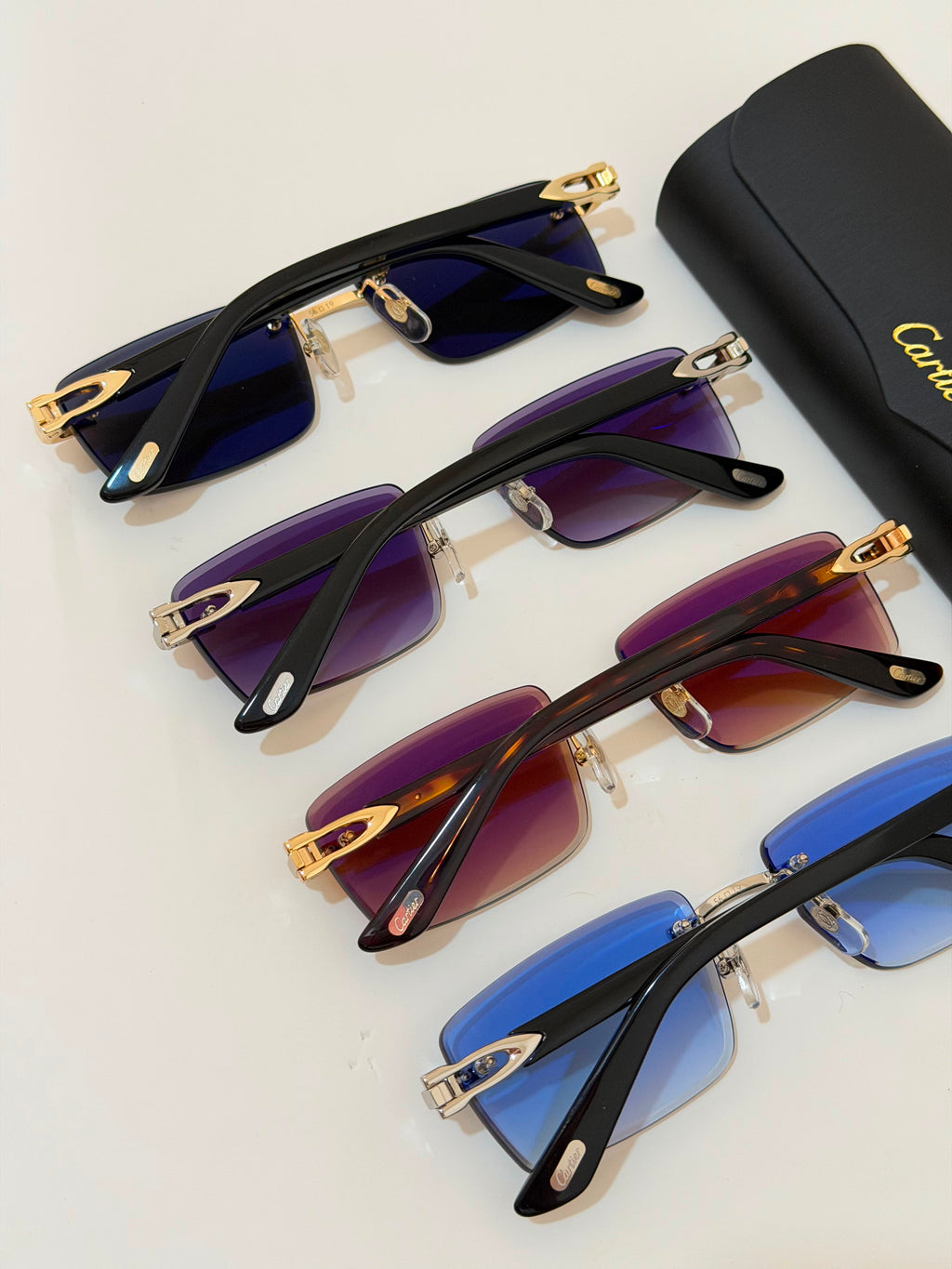 Cartier C Décor Rimless Rectangle Sunglasses