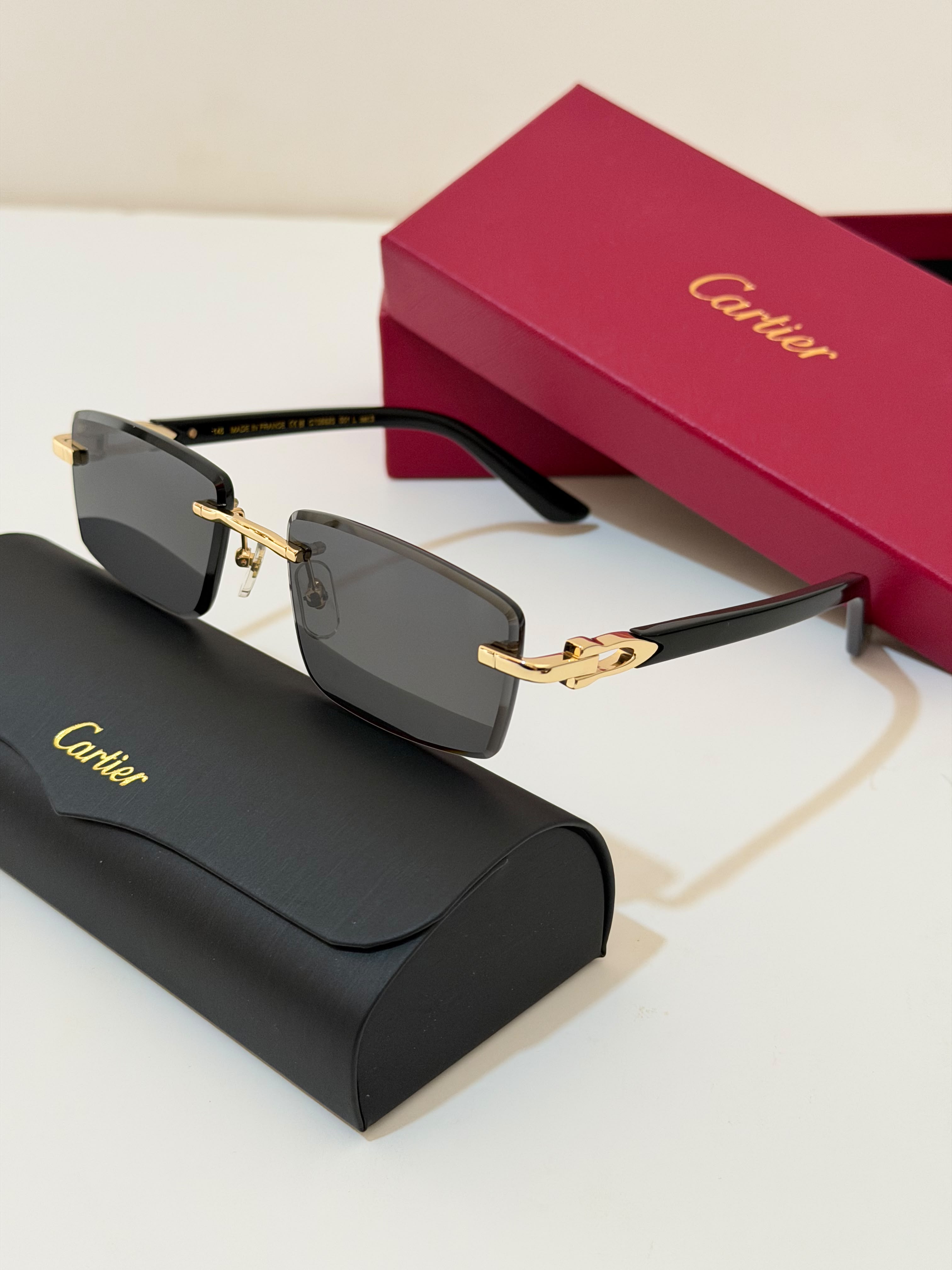 Cartier C Décor Rimless Rectangle Sunglasses