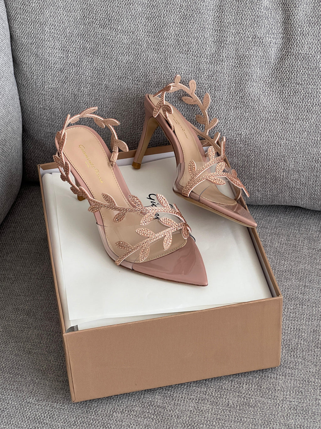 Gianvito Rossi Flavia Sandals in Plexi & Metallic Leather