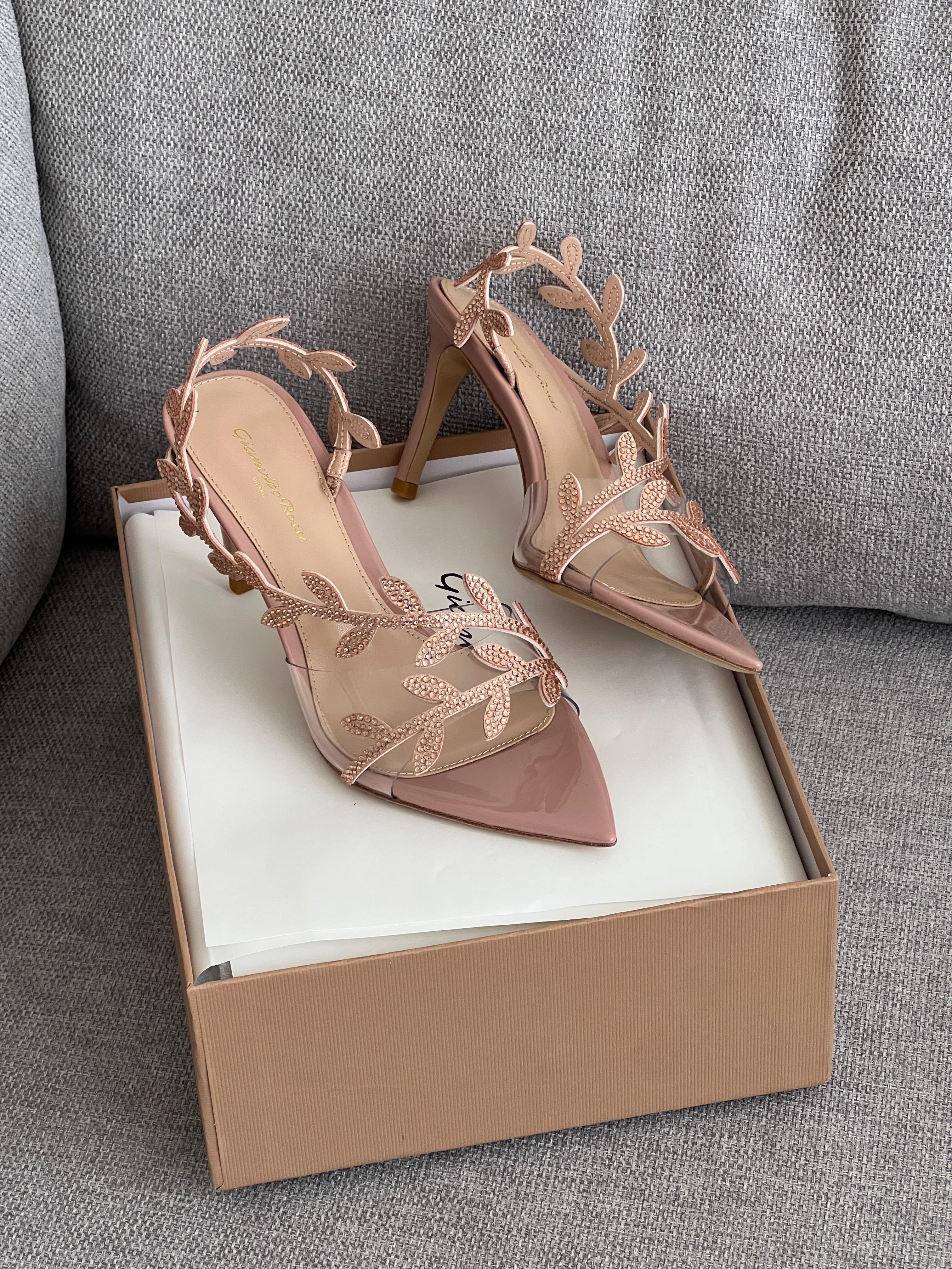 Gianvito Rossi Flavia Sandals in Plexi & Metallic Leather