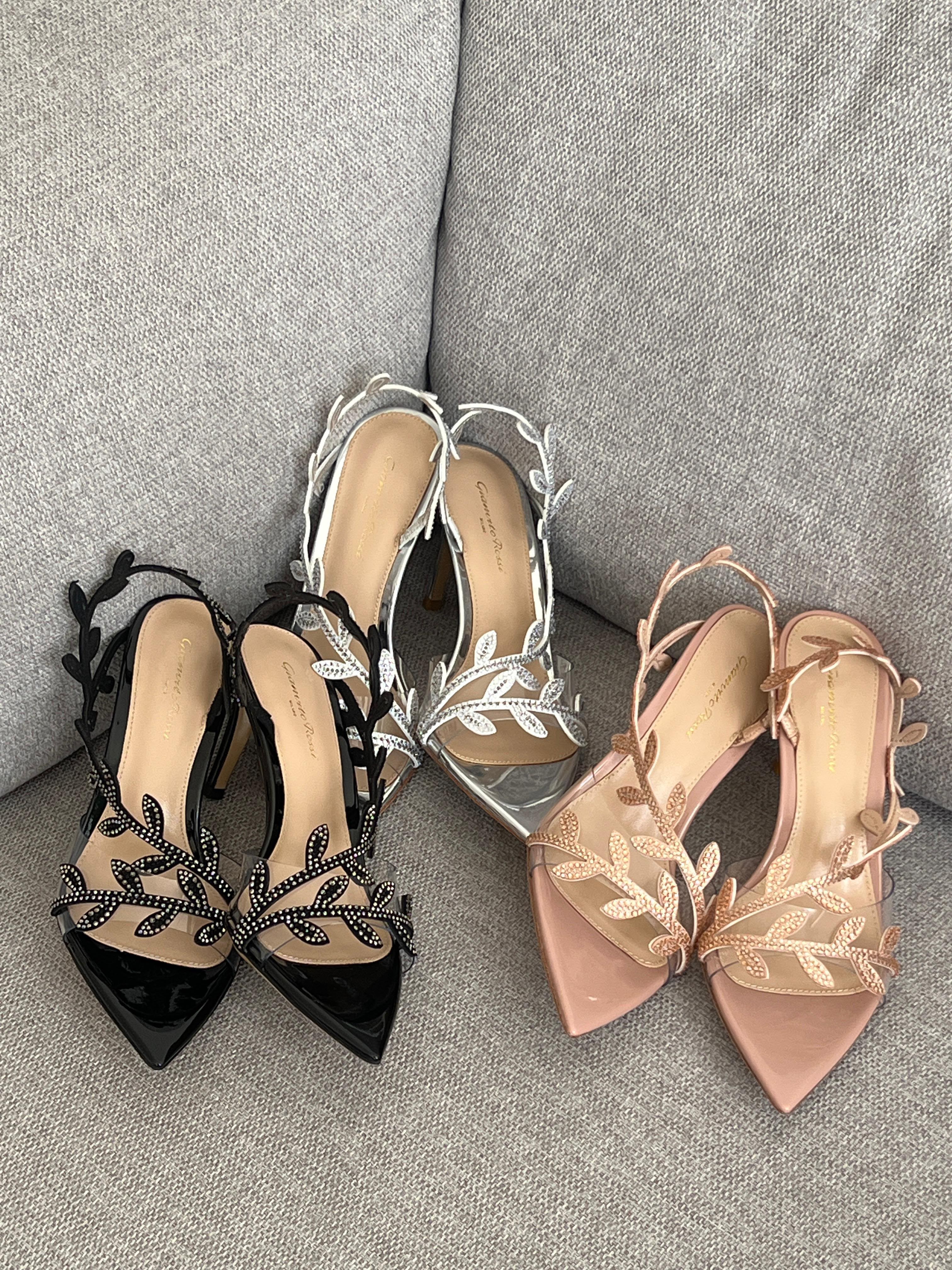 Gianvito Rossi Flavia Sandals in Plexi & Metallic Leather
