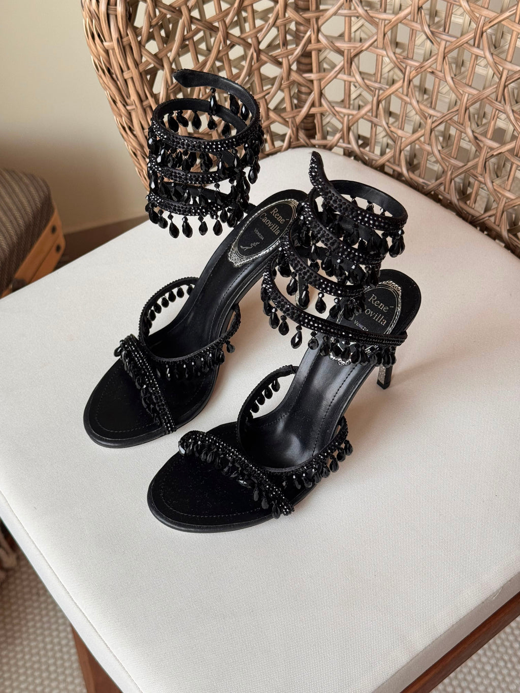 Rene Caovilla Chandelier Burgundy Sandals