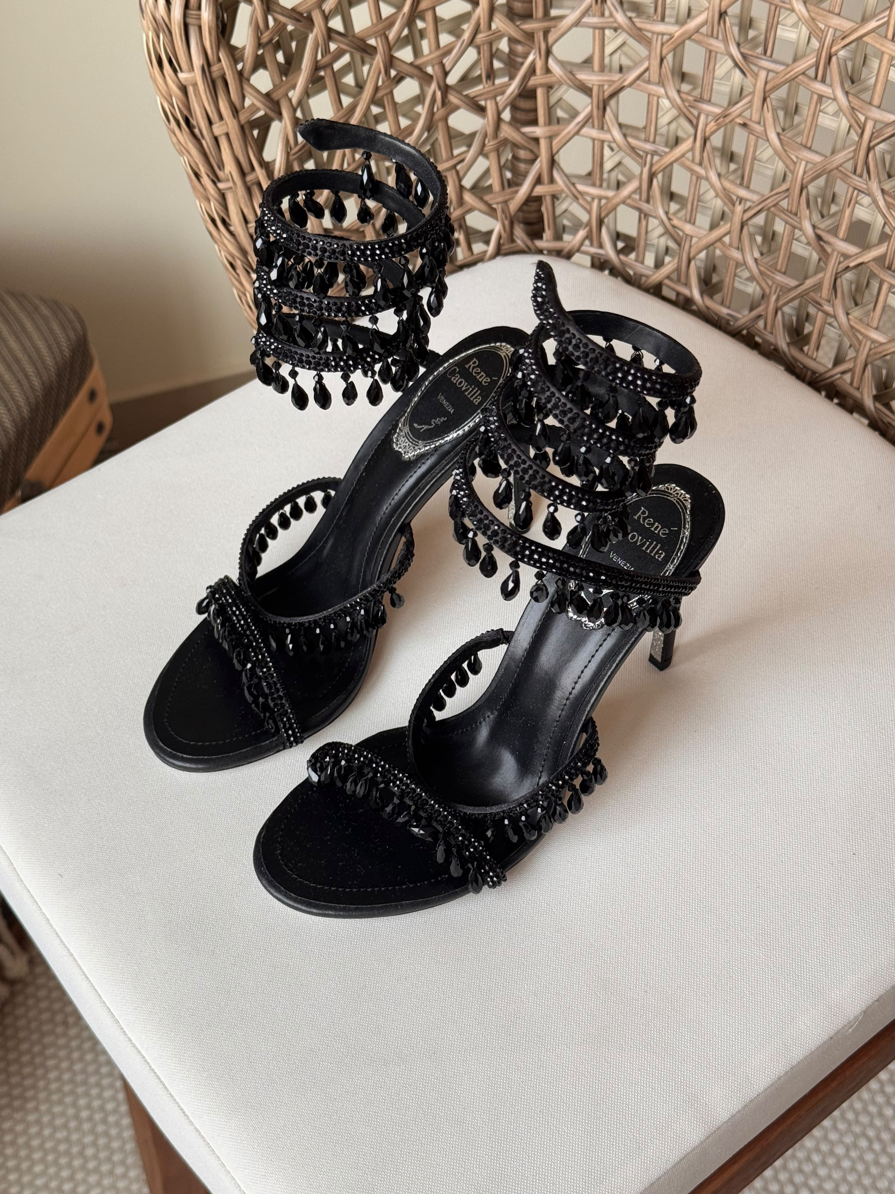 Rene Caovilla Chandelier Burgundy Sandals