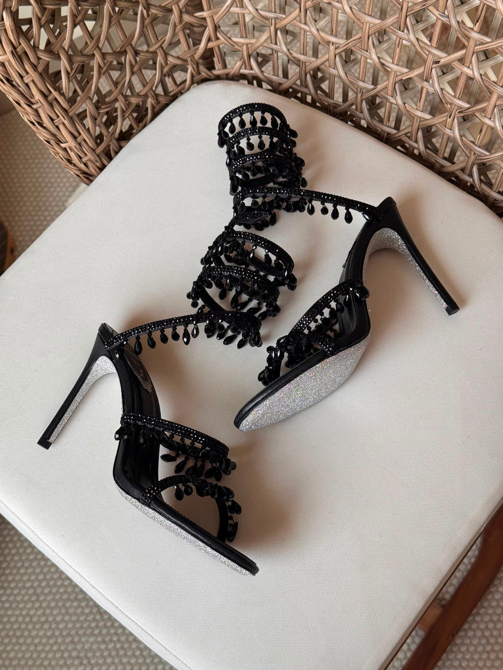 Rene Caovilla Chandelier Burgundy Sandals
