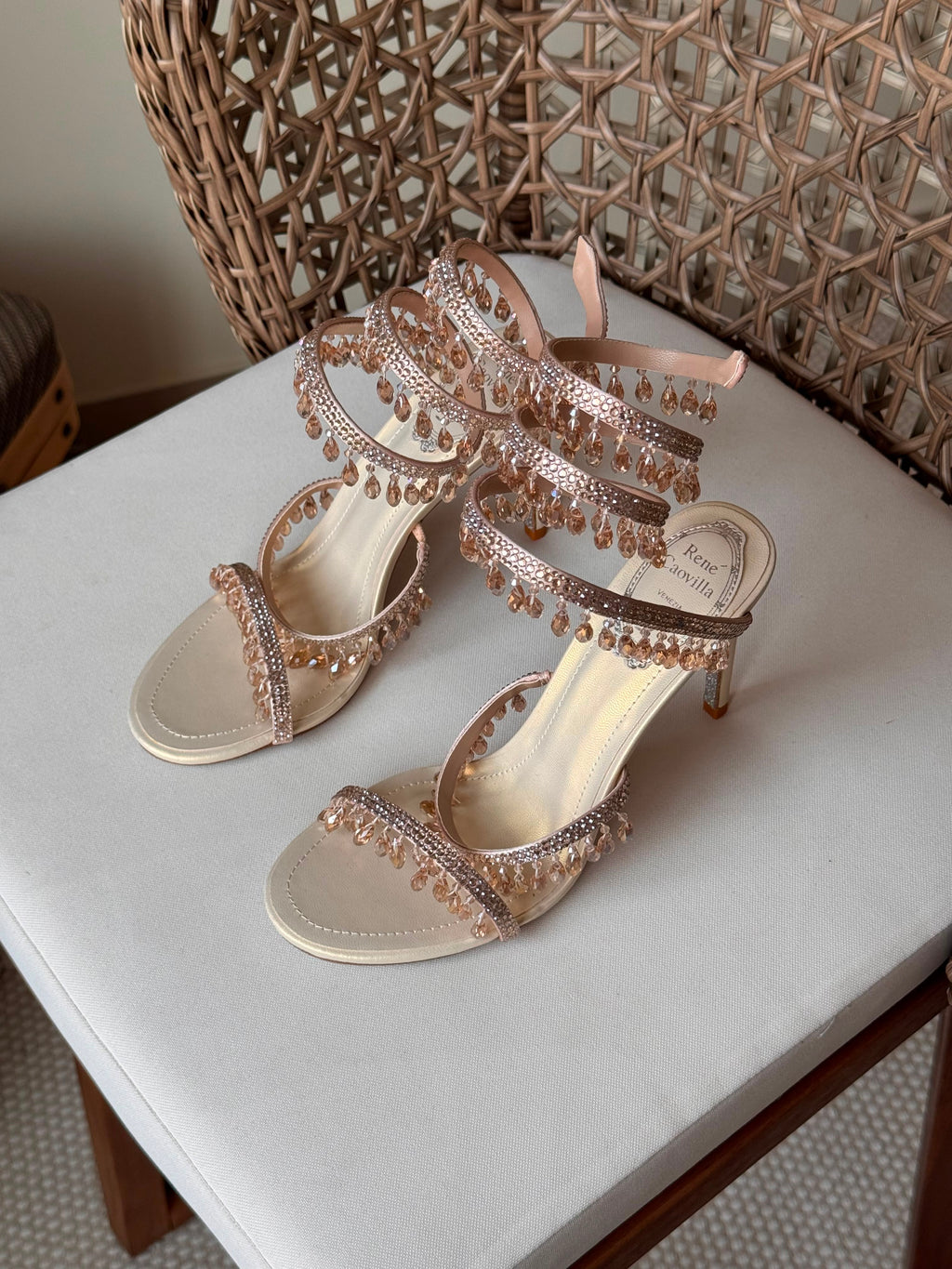 Rene Caovilla Chandelier Burgundy Sandals