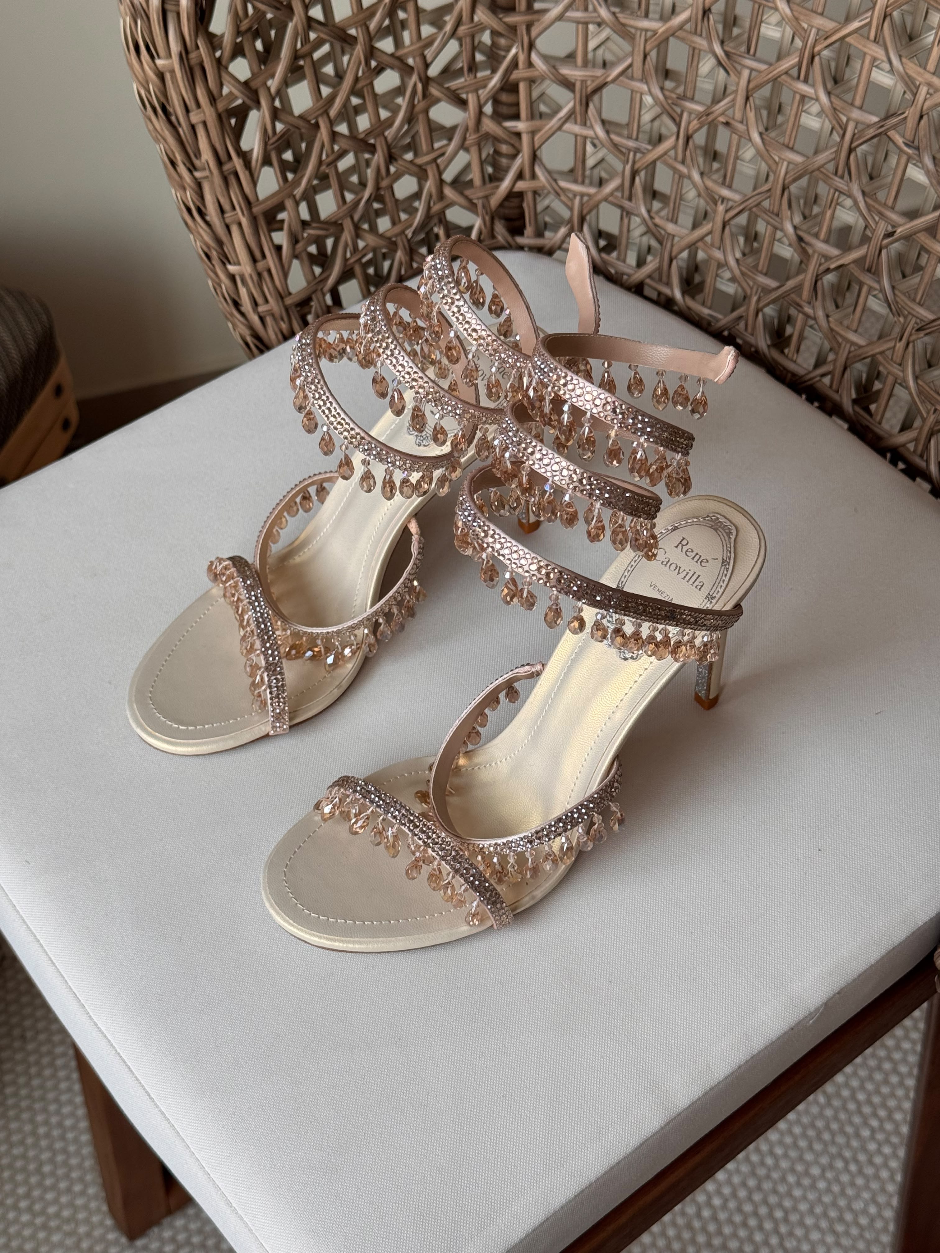 Rene Caovilla Chandelier Burgundy Sandals