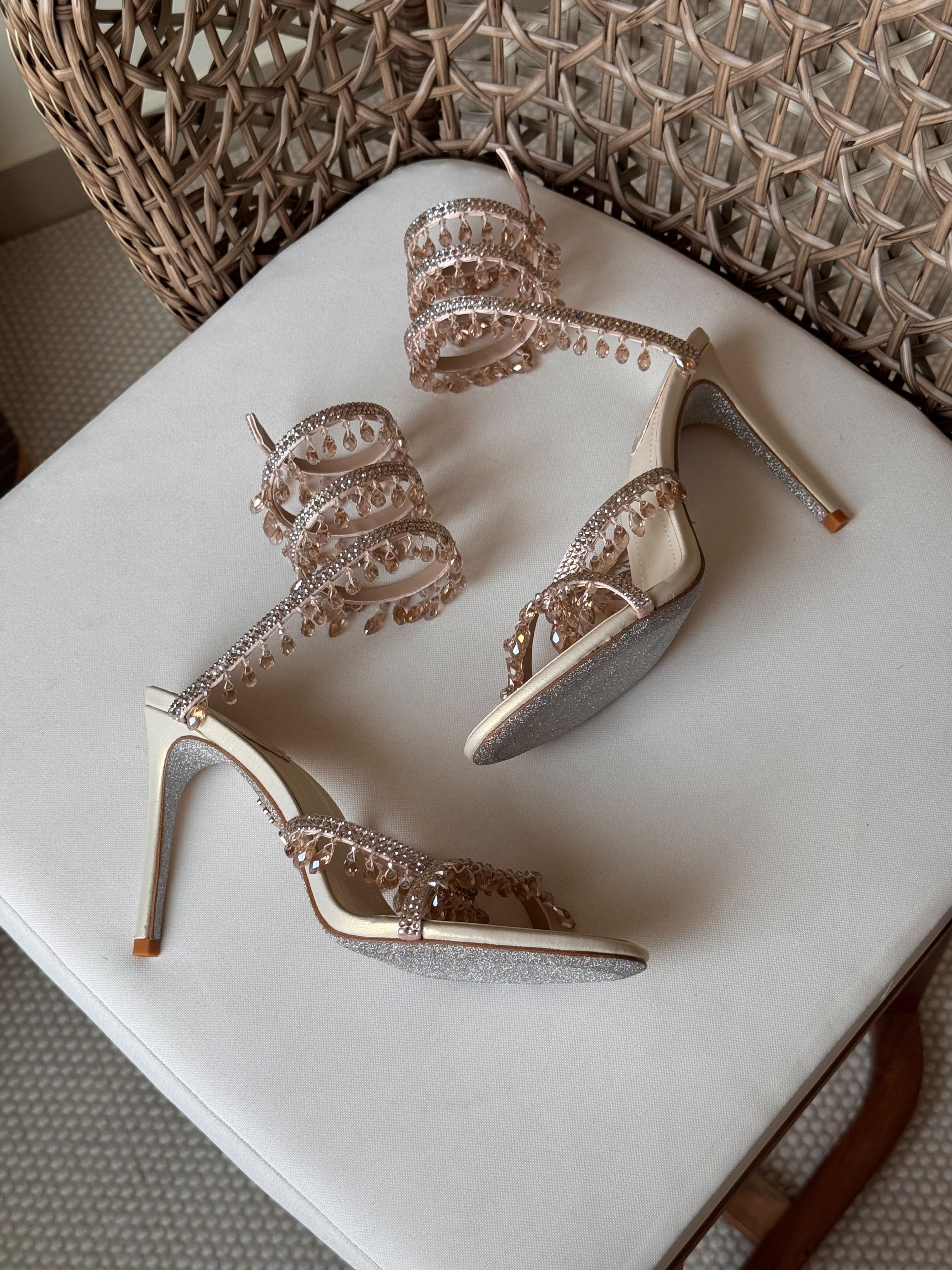Rene Caovilla Chandelier Burgundy Sandals