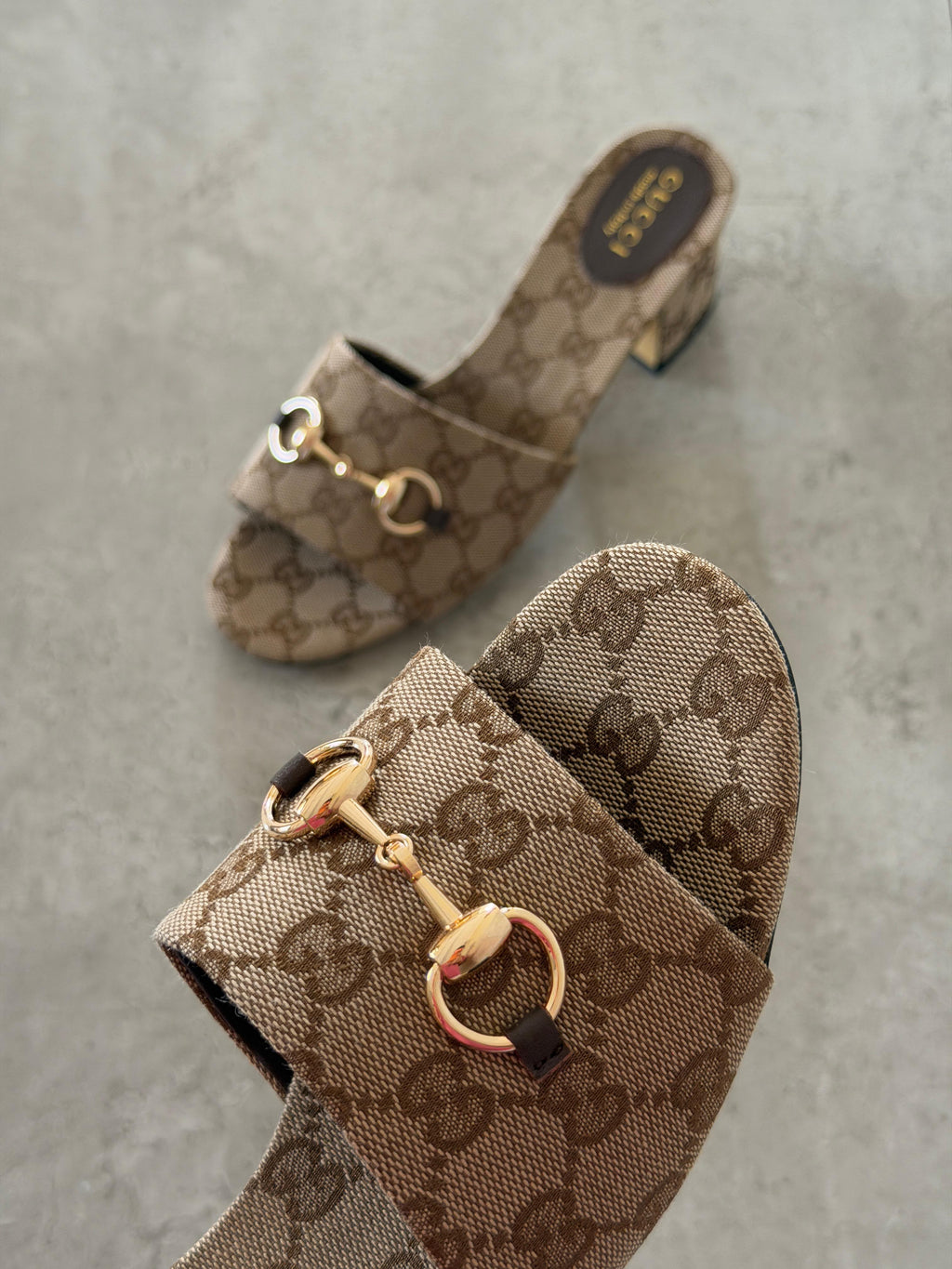Gucci Horsebit slide sandals in GG canvas