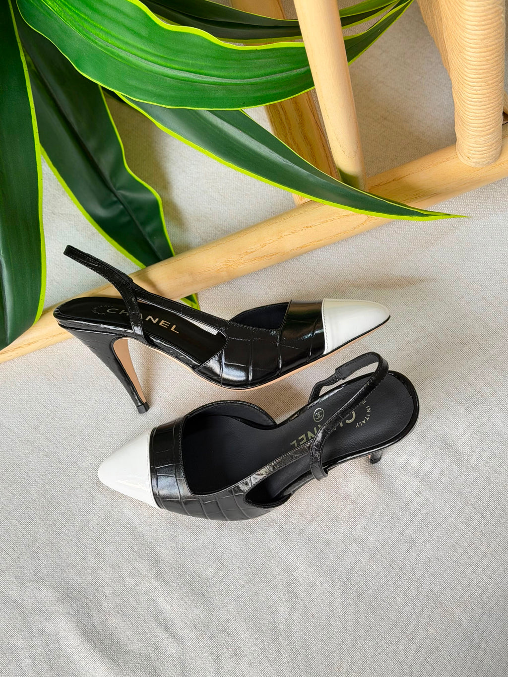 Chanel Crocodile Embossed Calfskin Slingback Pumps