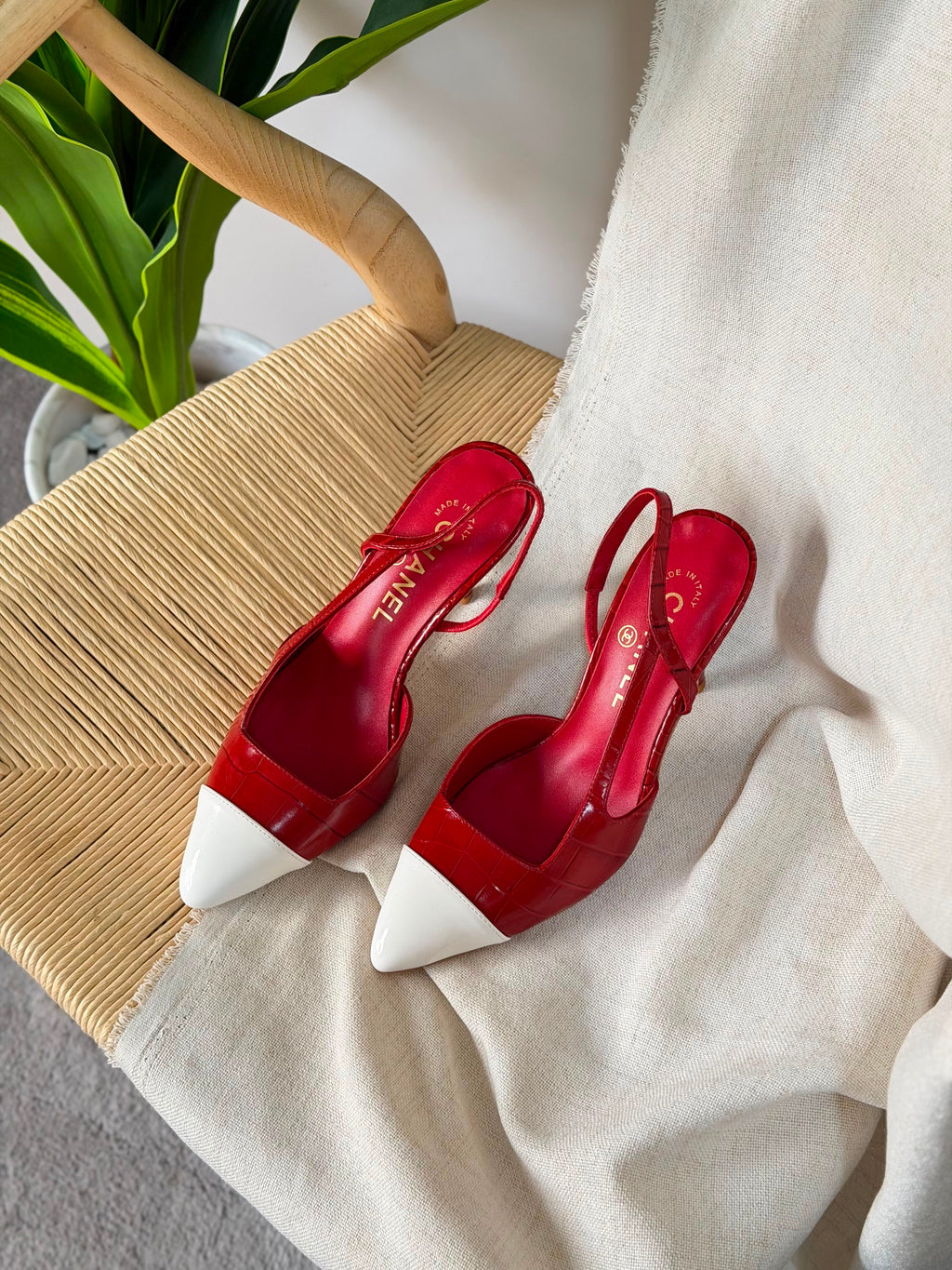Chanel Crocodile Embossed Calfskin Slingback Pumps
