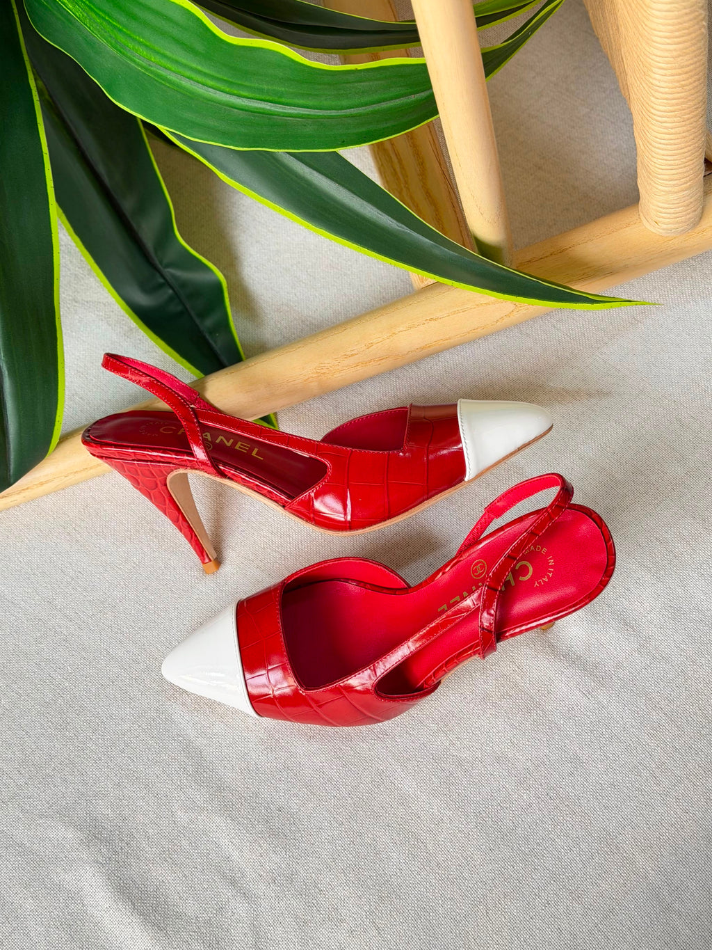 Chanel Crocodile Embossed Calfskin Slingback Pumps