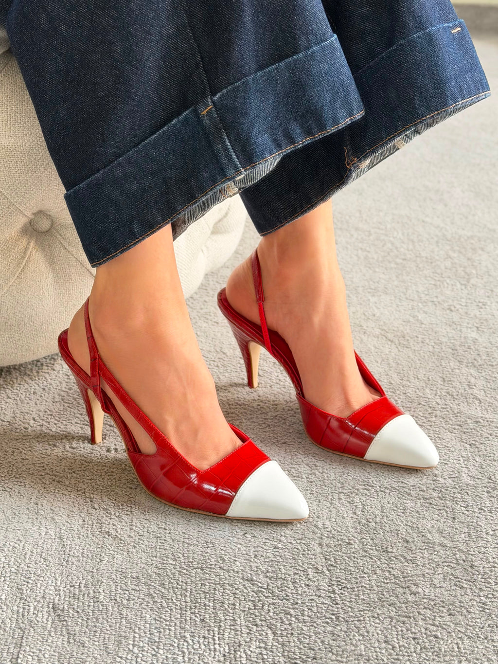 Chanel Crocodile Embossed Calfskin Slingback Pumps