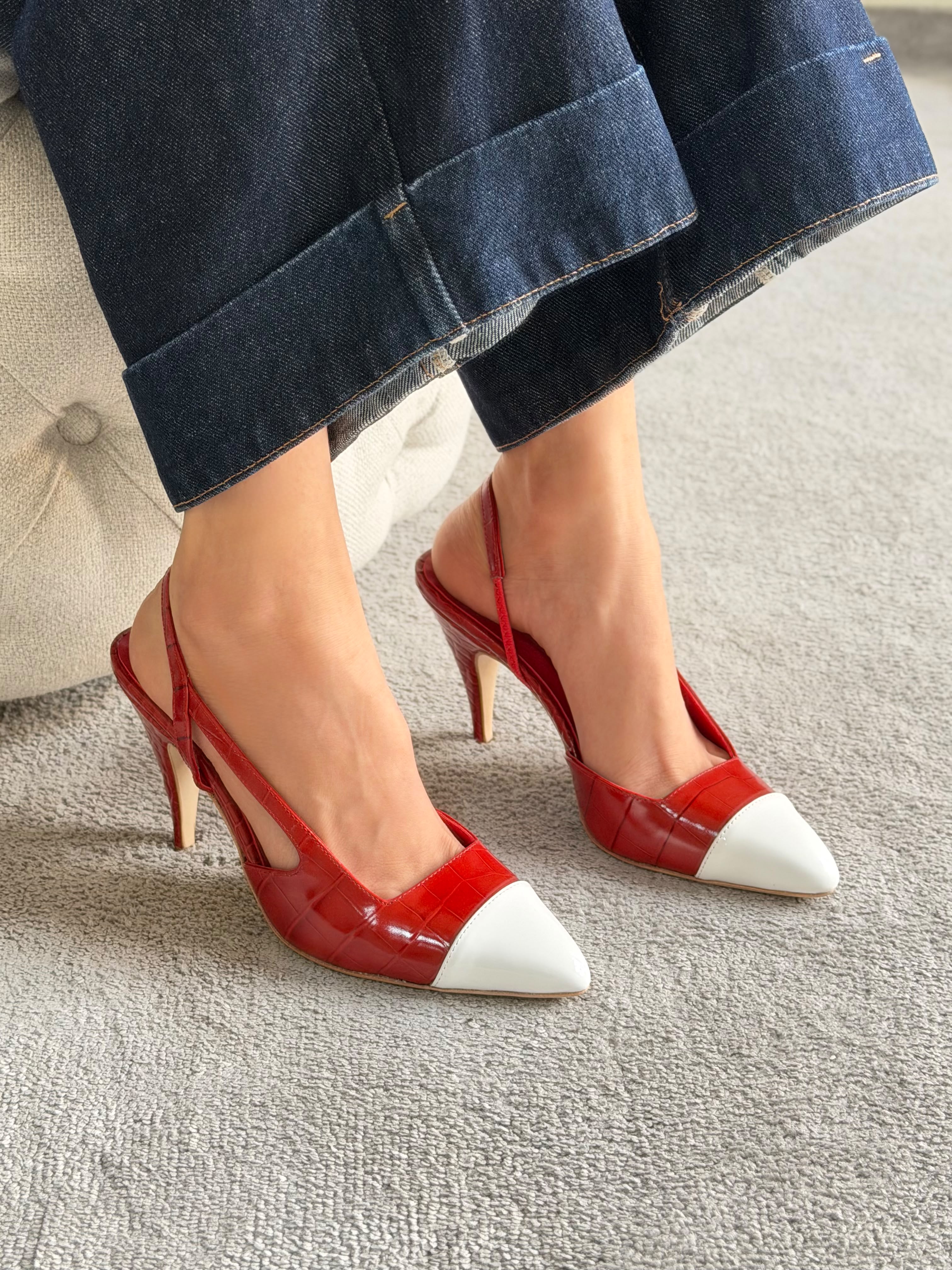 Chanel Crocodile Embossed Calfskin Slingback Pumps
