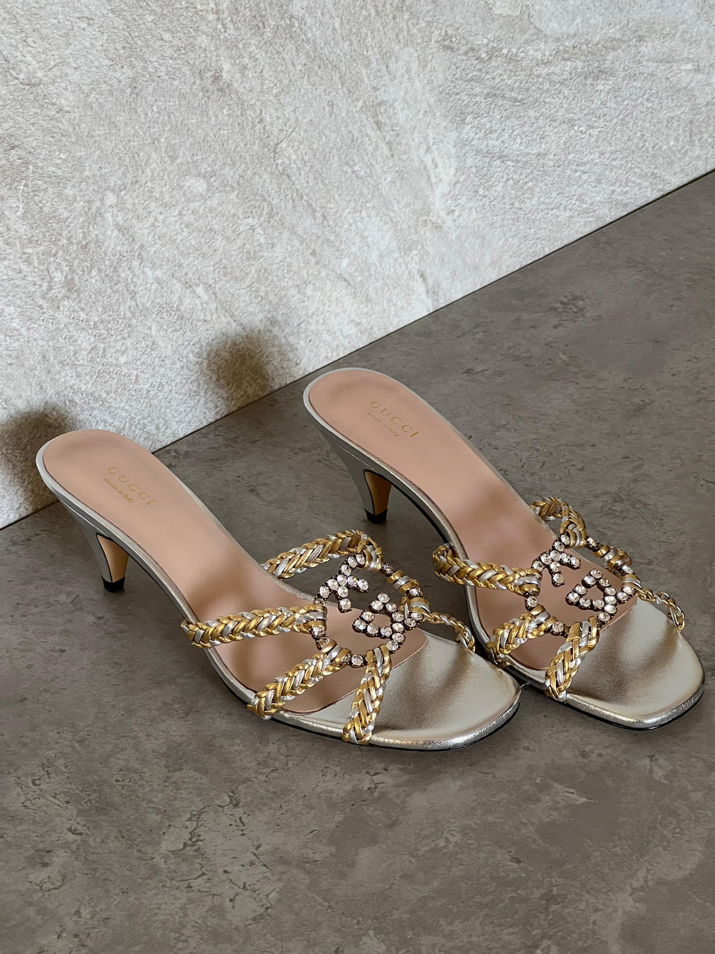 Gucci Crystal Interlocking G Sandal
