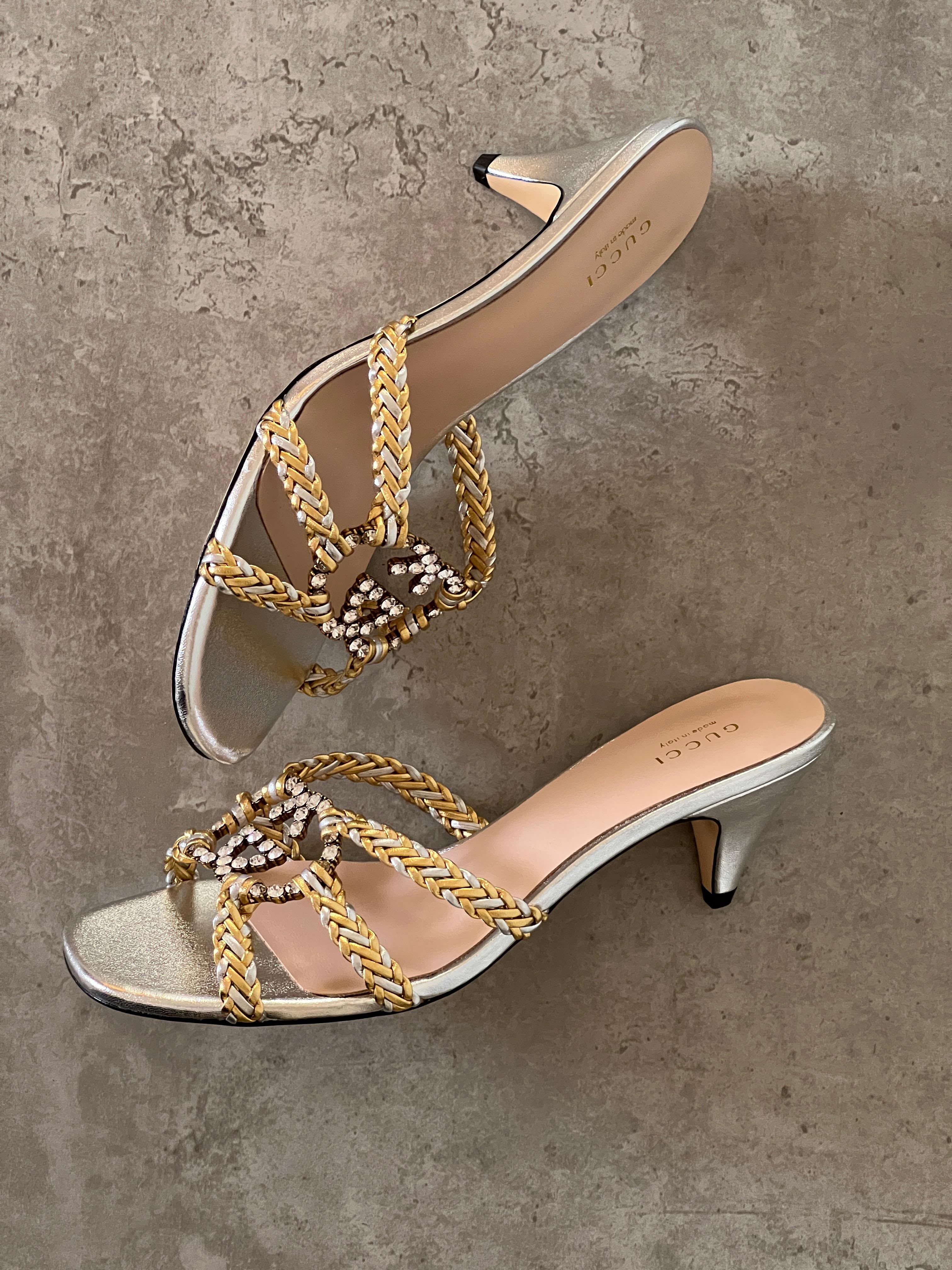 Gucci Crystal Interlocking G Sandal