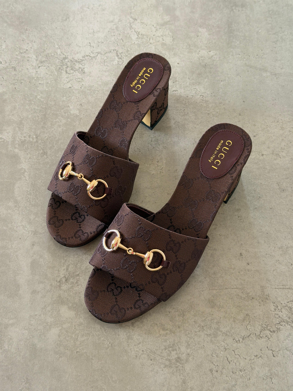 Gucci Horsebit slide sandals in GG canvas